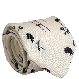 Off White Floral Print Adjustable Necktie Accessory Tie