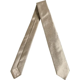 Beige Satin Silk Adjustable Tied Necktie Accessory Tie