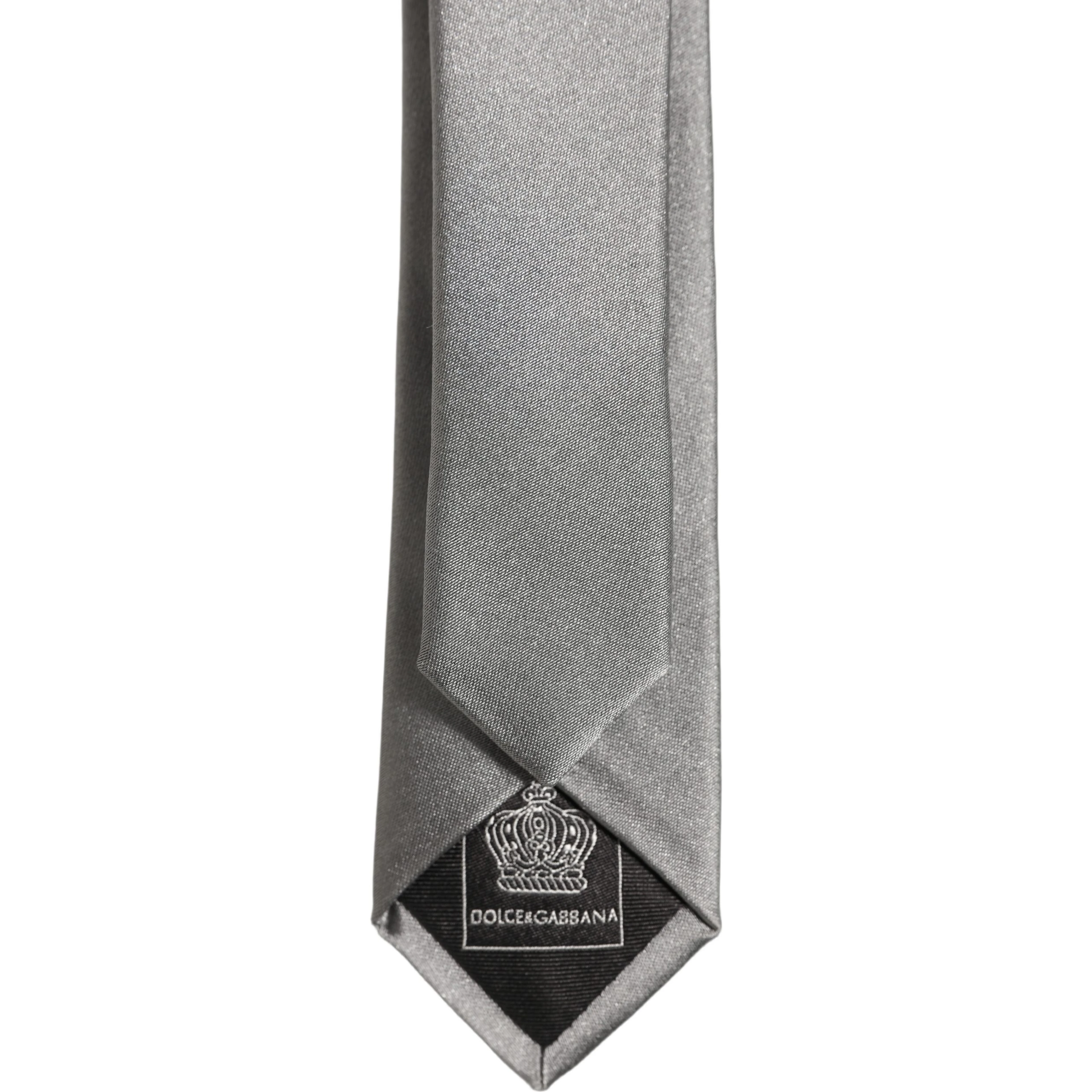 Gray Satin 100% Silk Adjustable Tied Men Necktie Tie