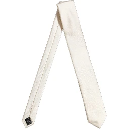 Cream Satin 100% Silk Adjustable Tied Men Necktie Tie