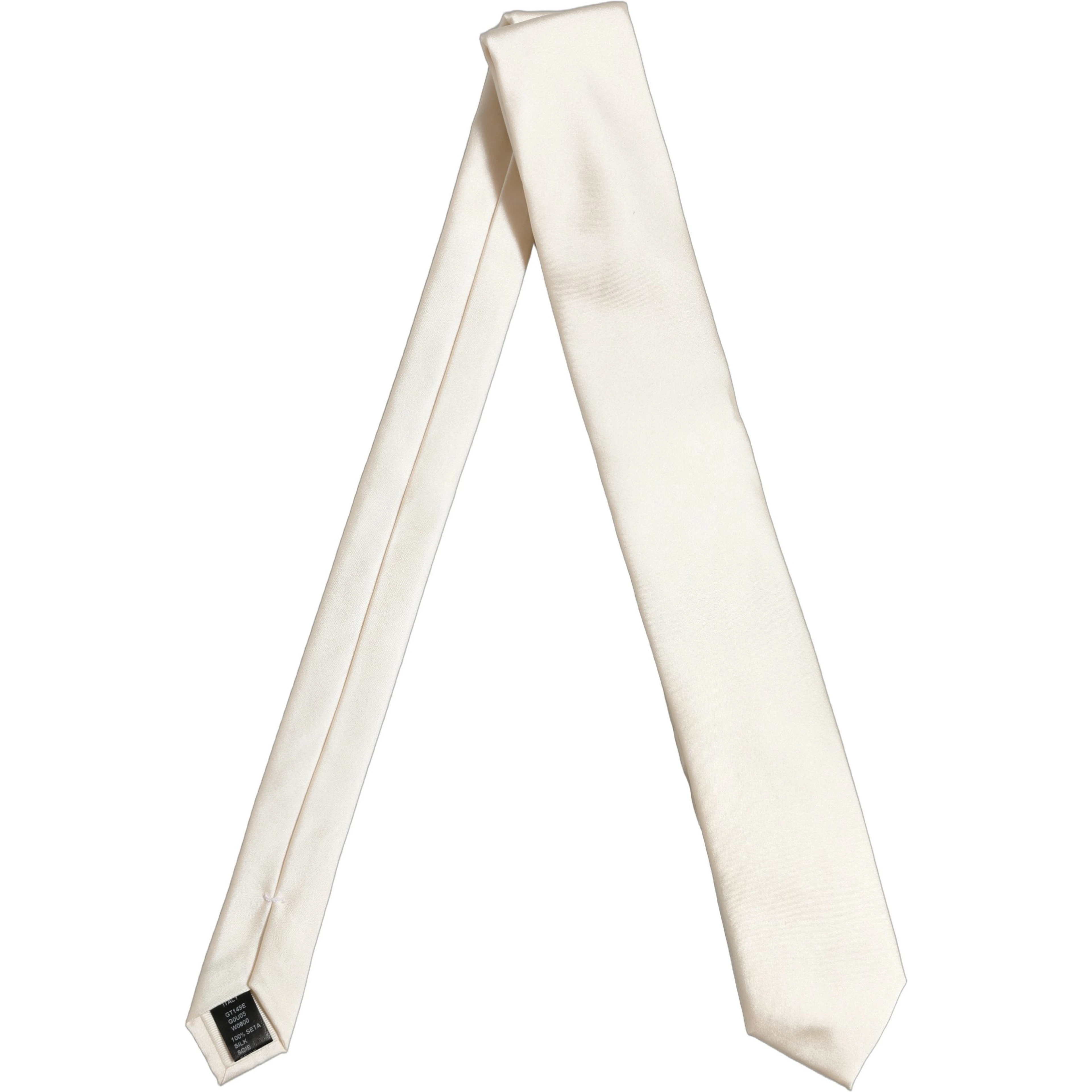 Cream Satin 100% Silk Adjustable Tied Men Necktie Tie