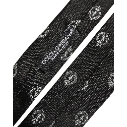 Black Crest Emblem Silk Adjustable Necktie Accessory Tie