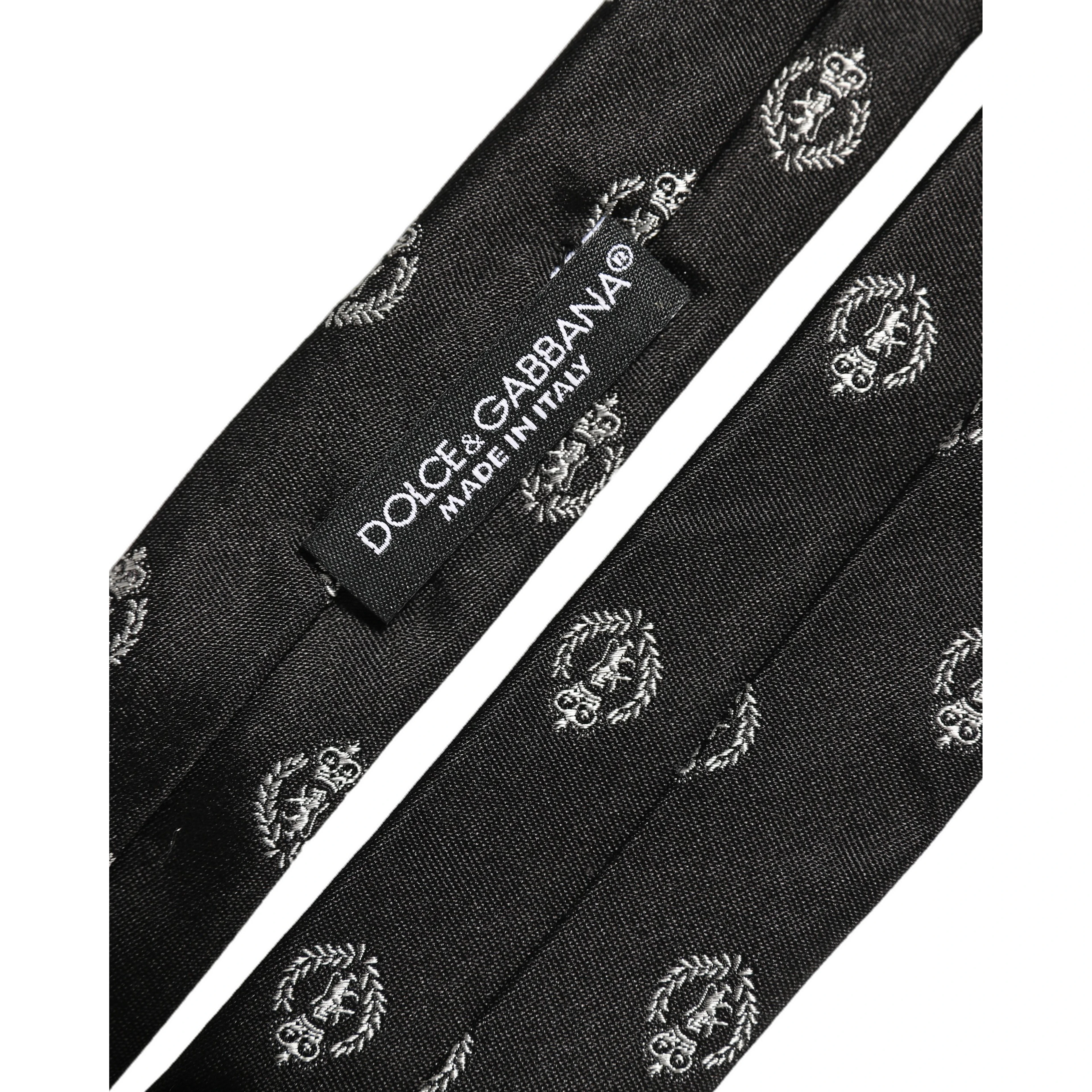 Black Crest Emblem Silk Adjustable Necktie Accessory Tie