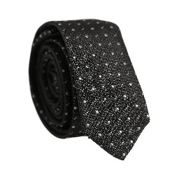 Dark Gray Polka Dot Silk Adjustable Necktie Accessory Tie