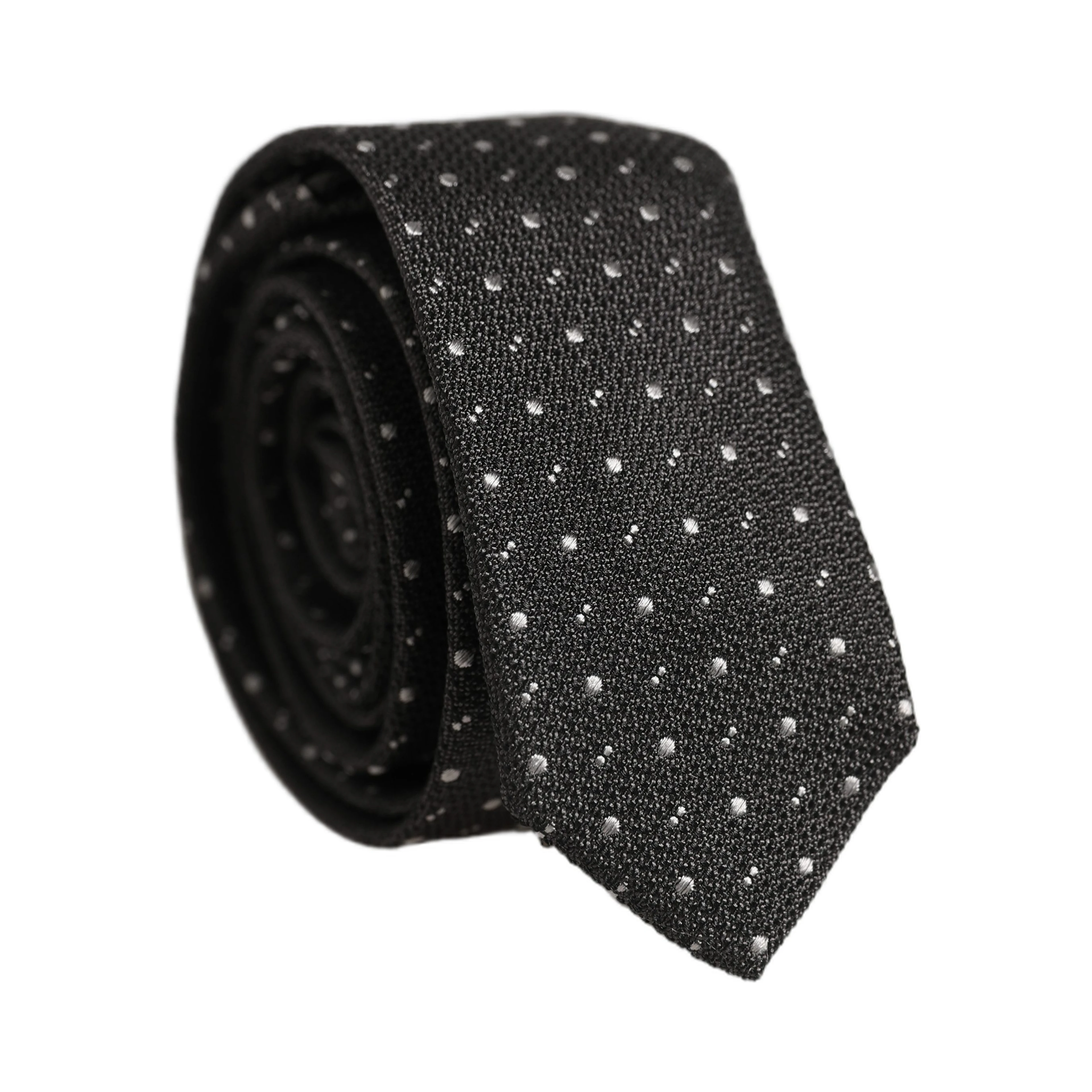 Dark Gray Polka Dot Silk Adjustable Necktie Accessory Tie