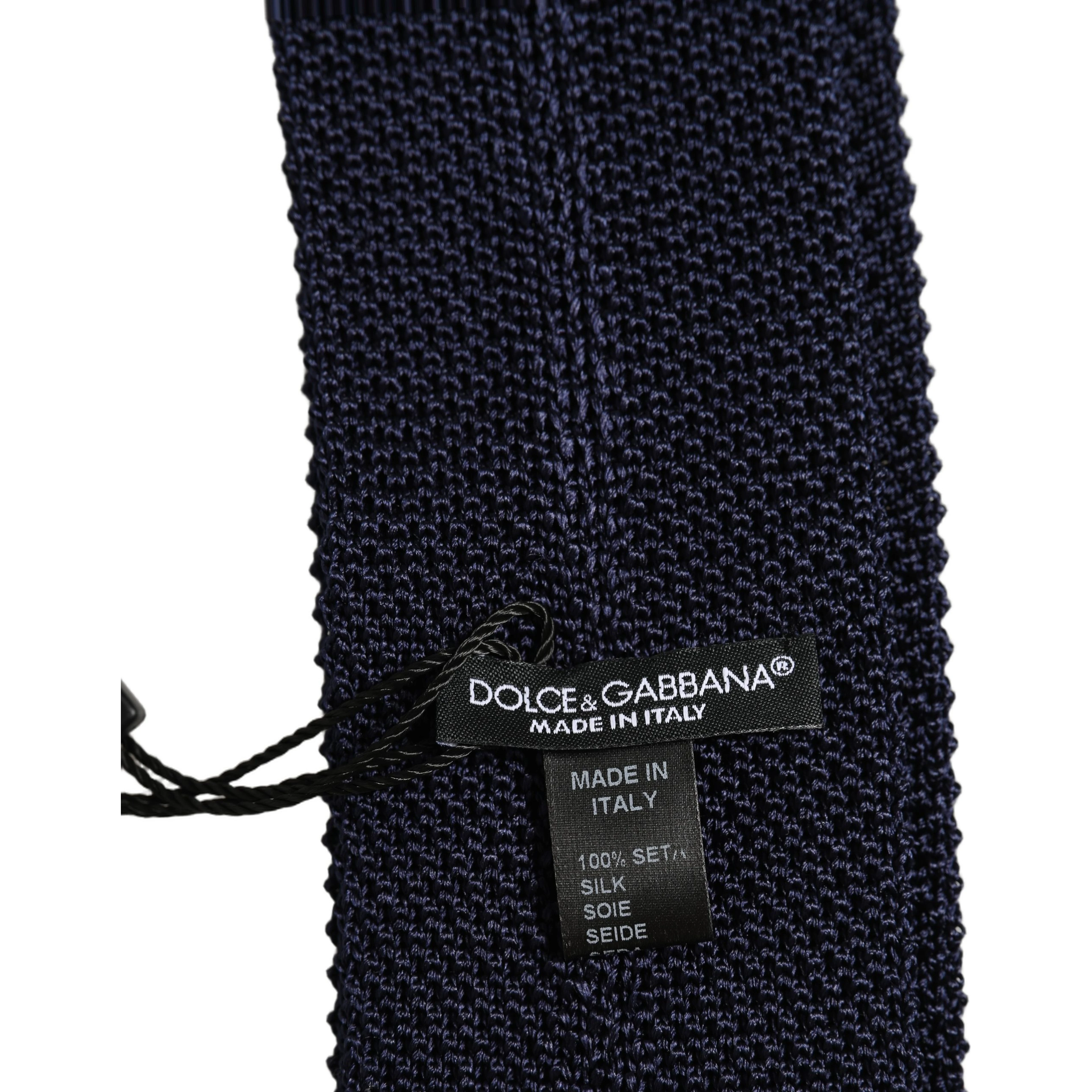 Dark Blue Textured Knitted Adjustable Necktie Accessory Tie