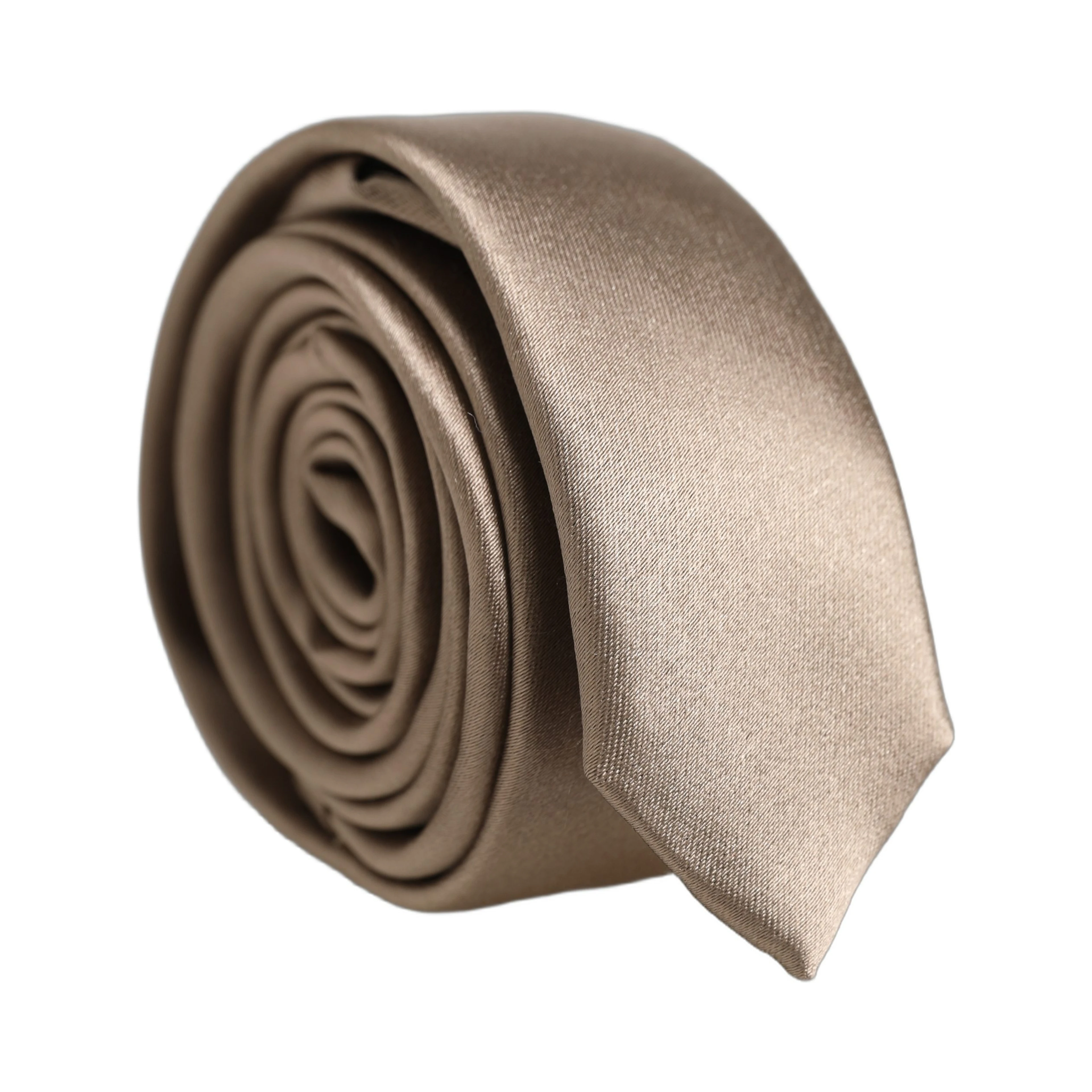 Brown Satin 100% Silk Adjustable Tied Men Necktie Tie