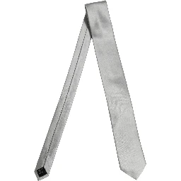 Gray Satin 100% Silk Adjustable Tied Men Necktie Tie