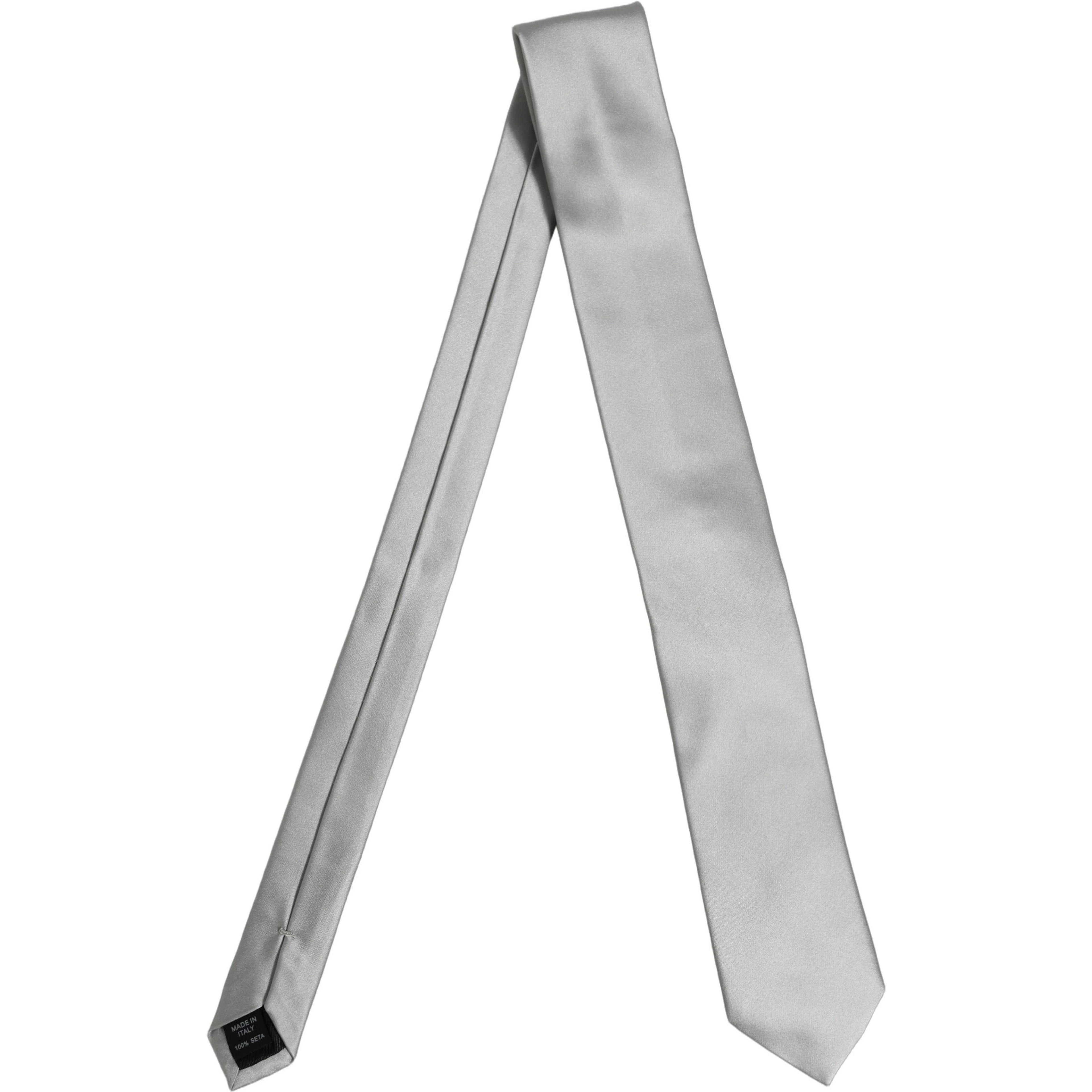 Gray Satin 100% Silk Adjustable Tied Men Necktie Tie