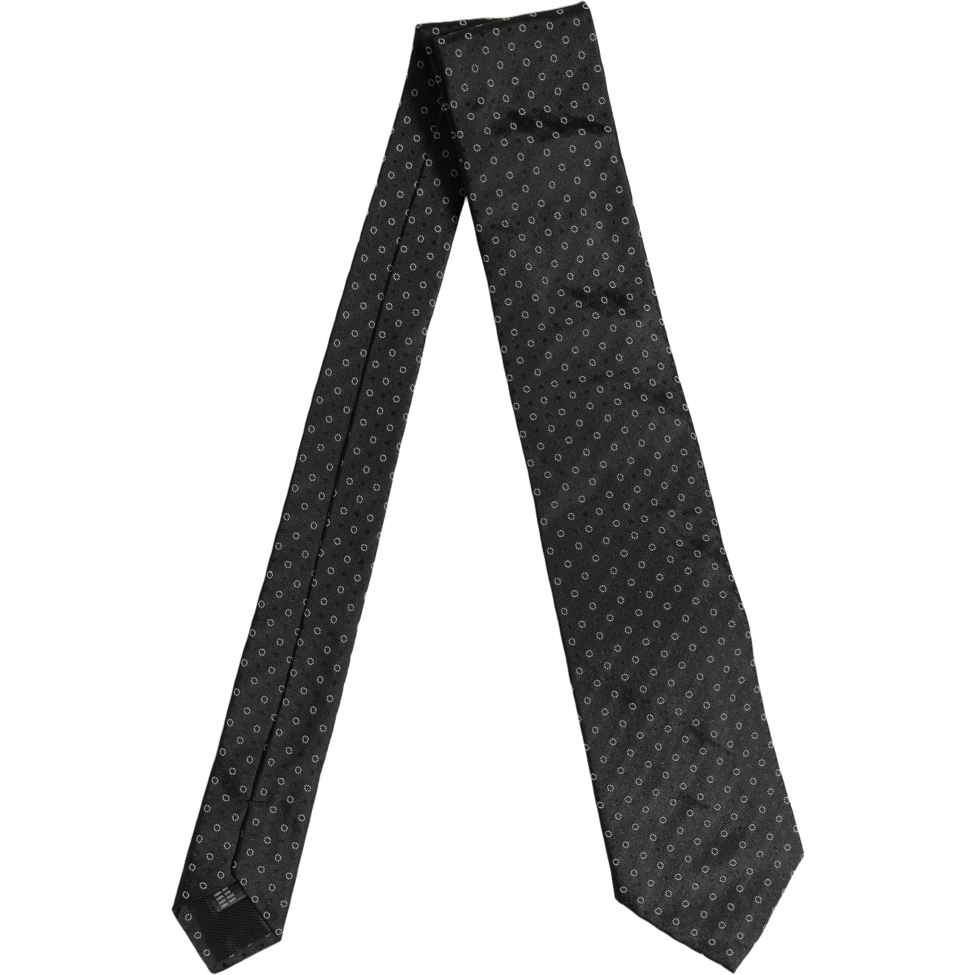Black Geometric Circle Adjustable Necktie Accessory Tie