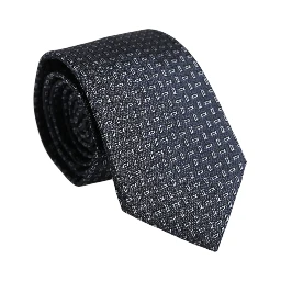 Dark Blue Silk Geometric Adjustable Tied Necktie Tie
