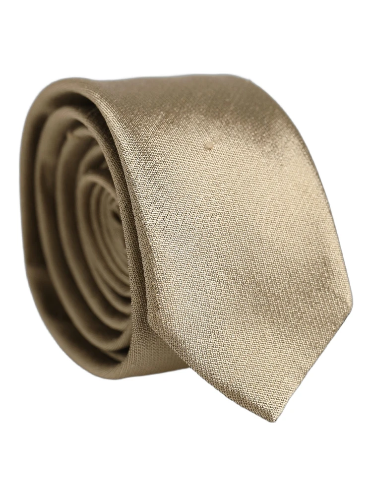 Gold Satin Silk Textured Adjustable Necktie Accessory Tie