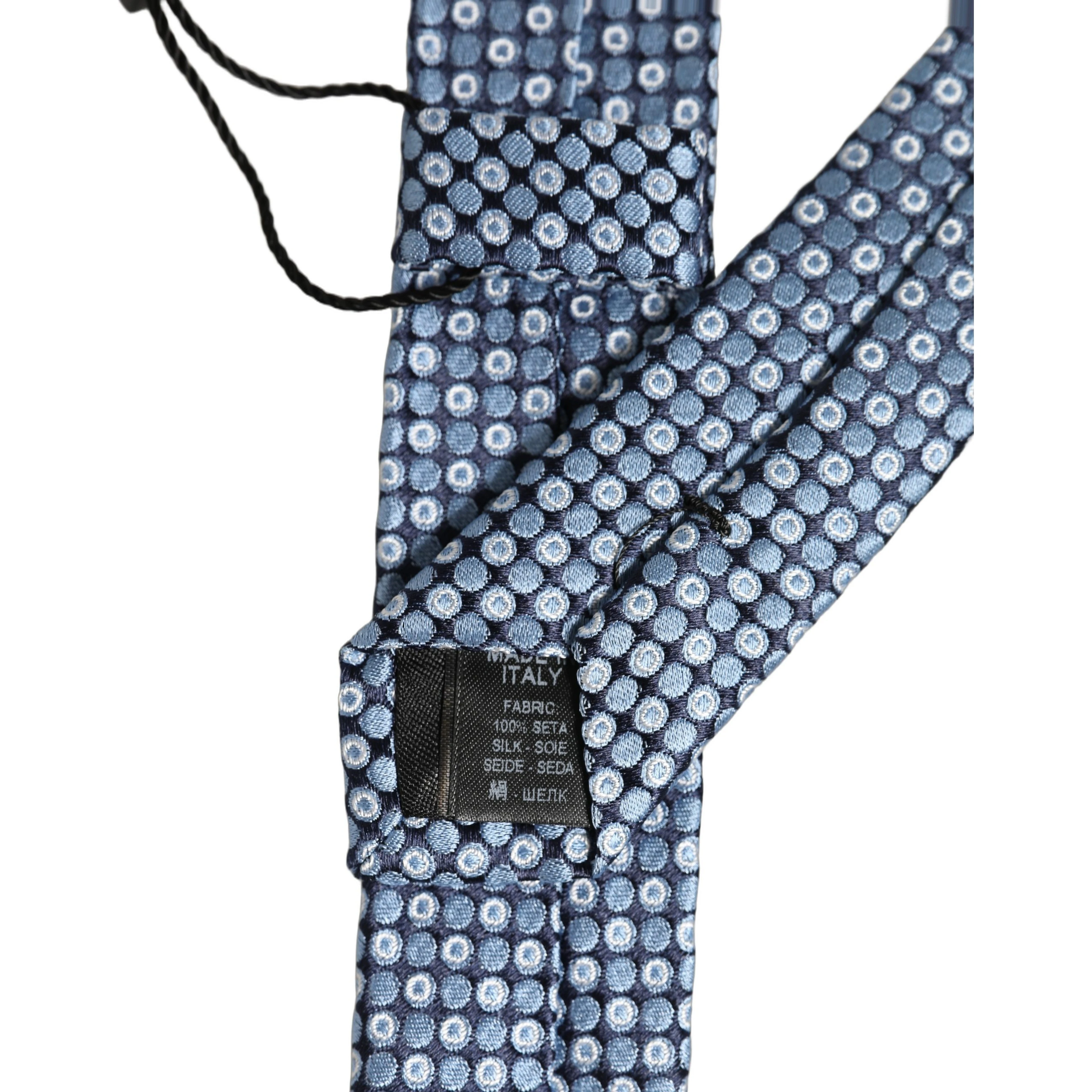 Blue Circle Pattern Silk Adjustable Necktie Accessor Tie