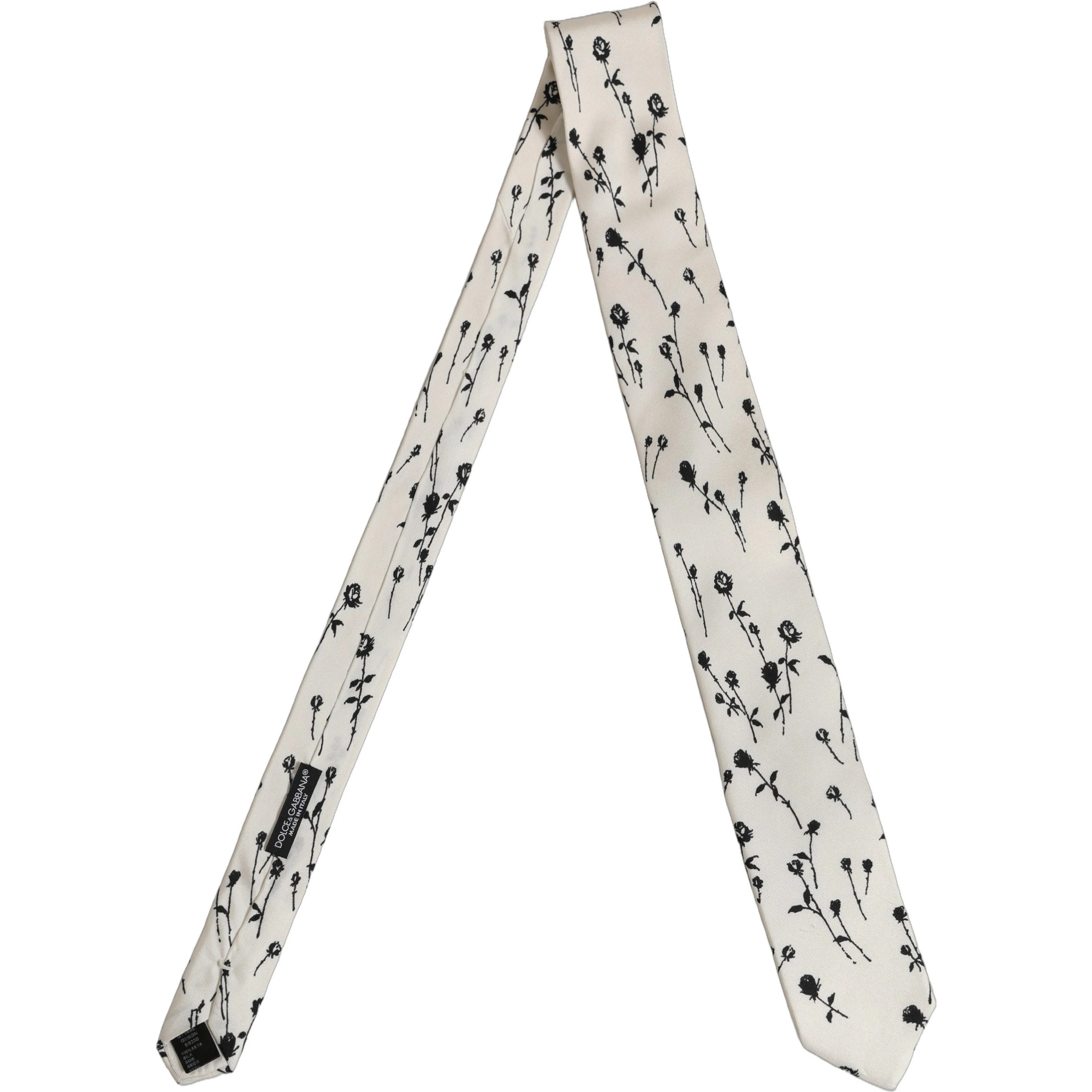 Off White Floral Print Adjustable Necktie Accessory Tie