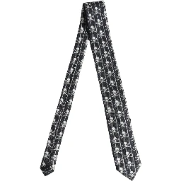 Men Black Silk Skull Fantasy Adjustable Tied Necktie Tie