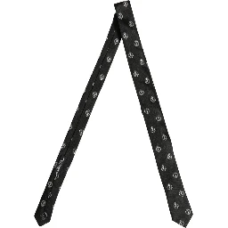 Black Crest Emblem Silk Adjustable Necktie Accessory Tie