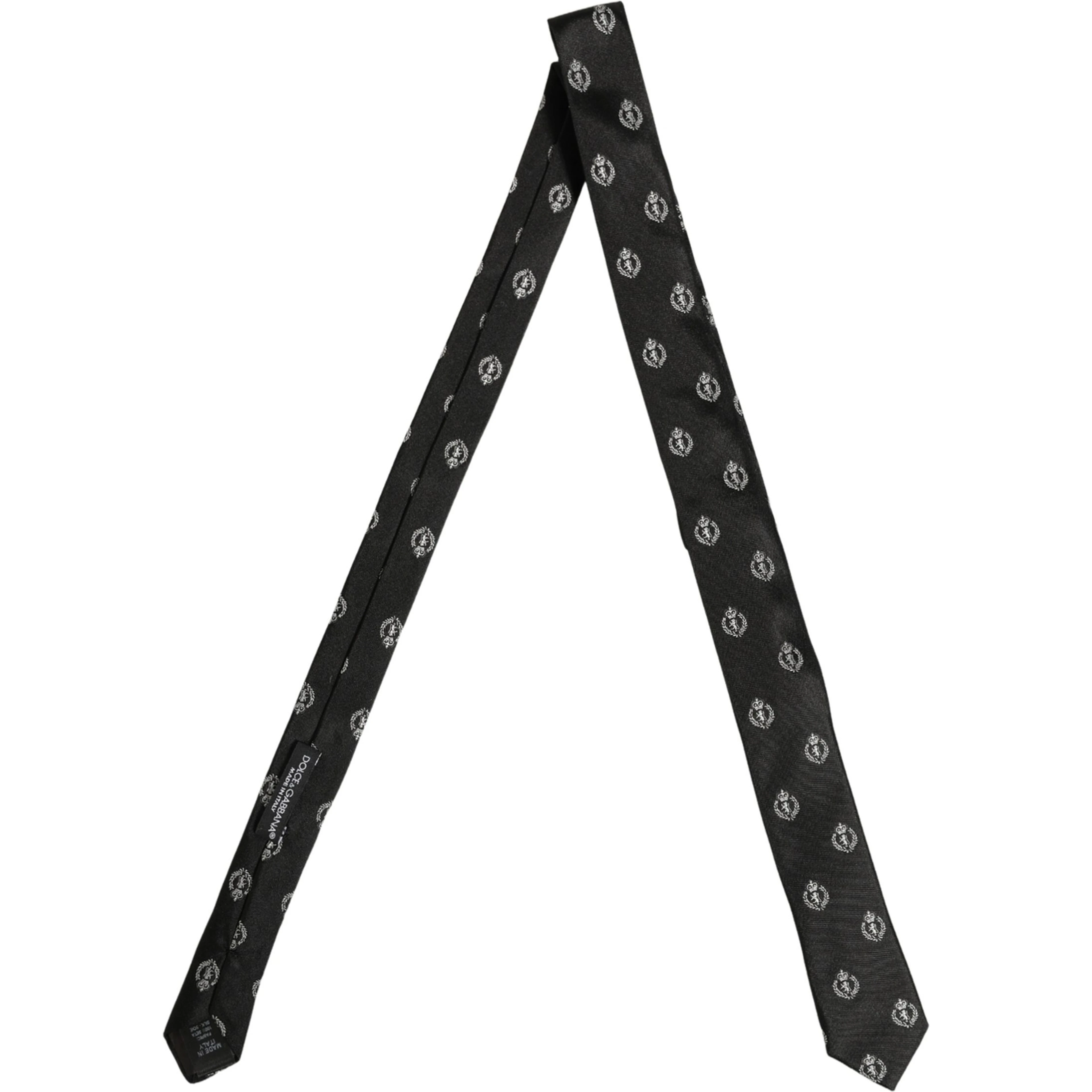 Black Crest Emblem Silk Adjustable Necktie Accessory Tie