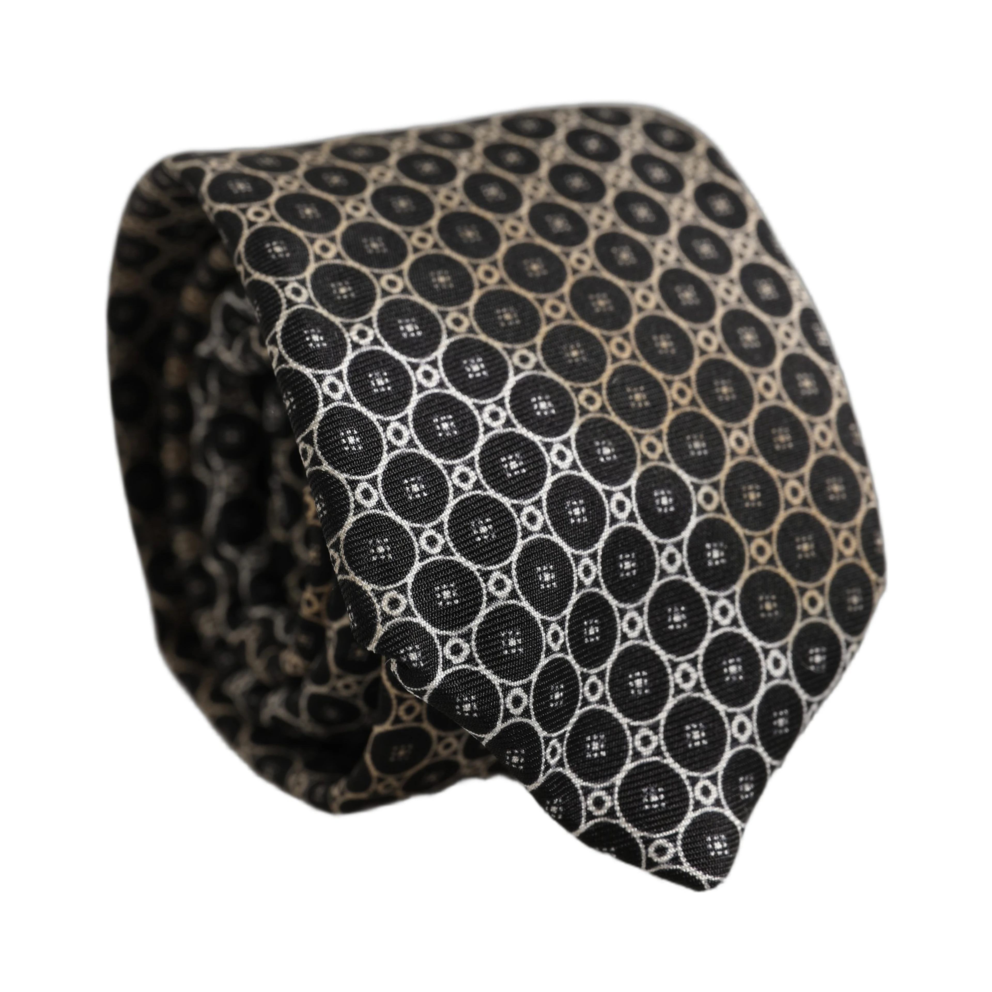 Black White Geometric Silk Adjustable Necktie Accessory Tie