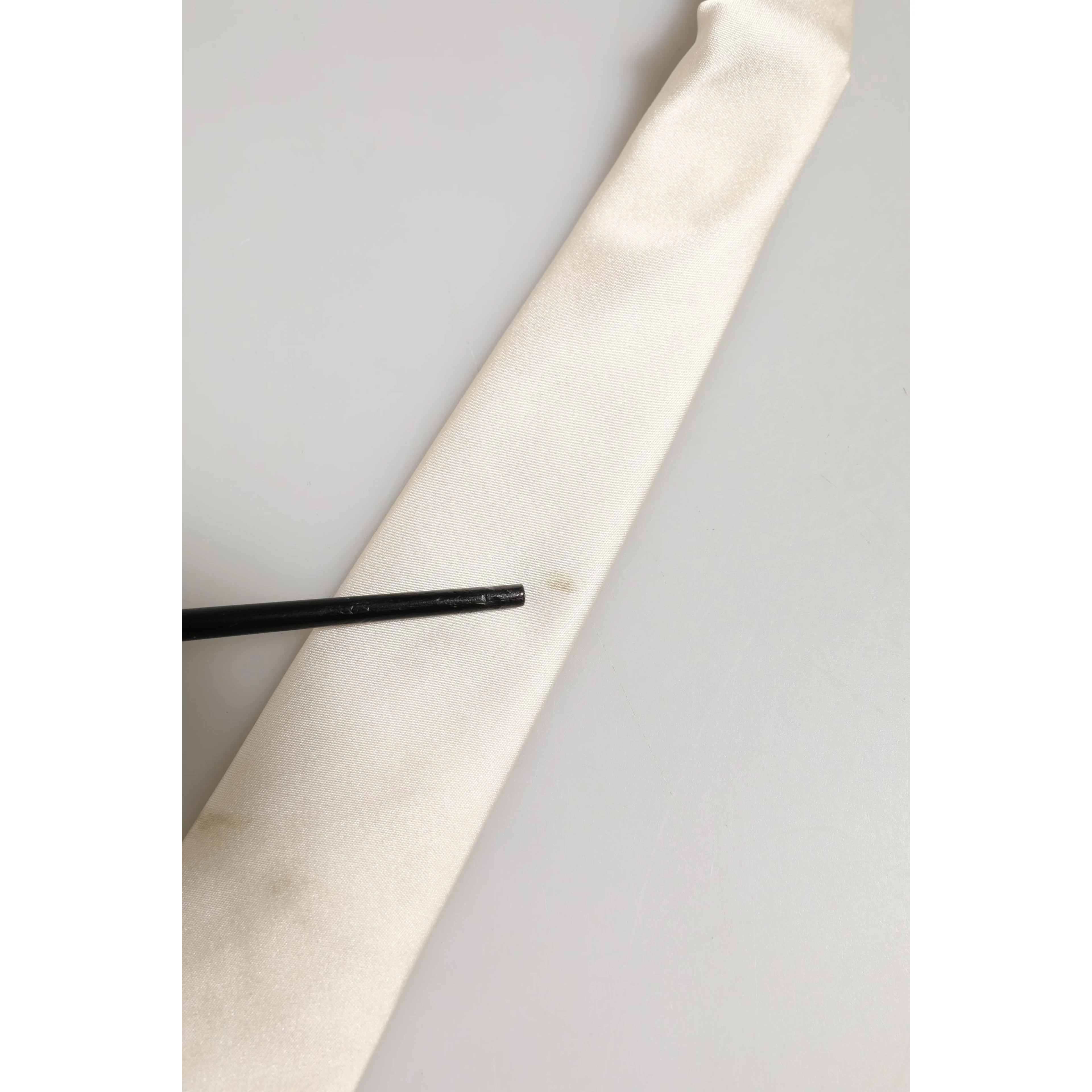 Cream Satin 100% Silk Adjustable Tied Men Necktie Tie