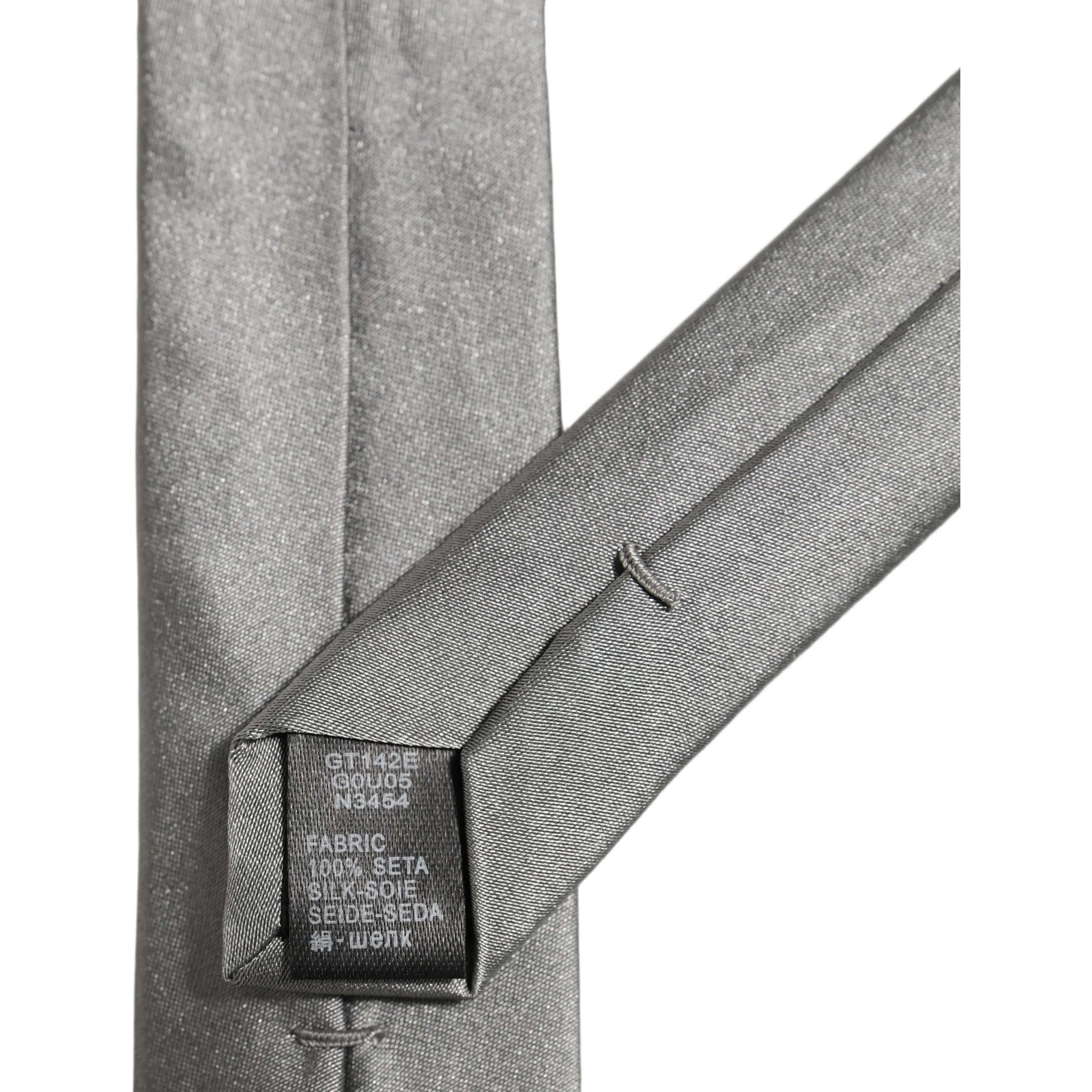 Gray Satin 100% Silk Adjustable Tied Men Necktie Tie