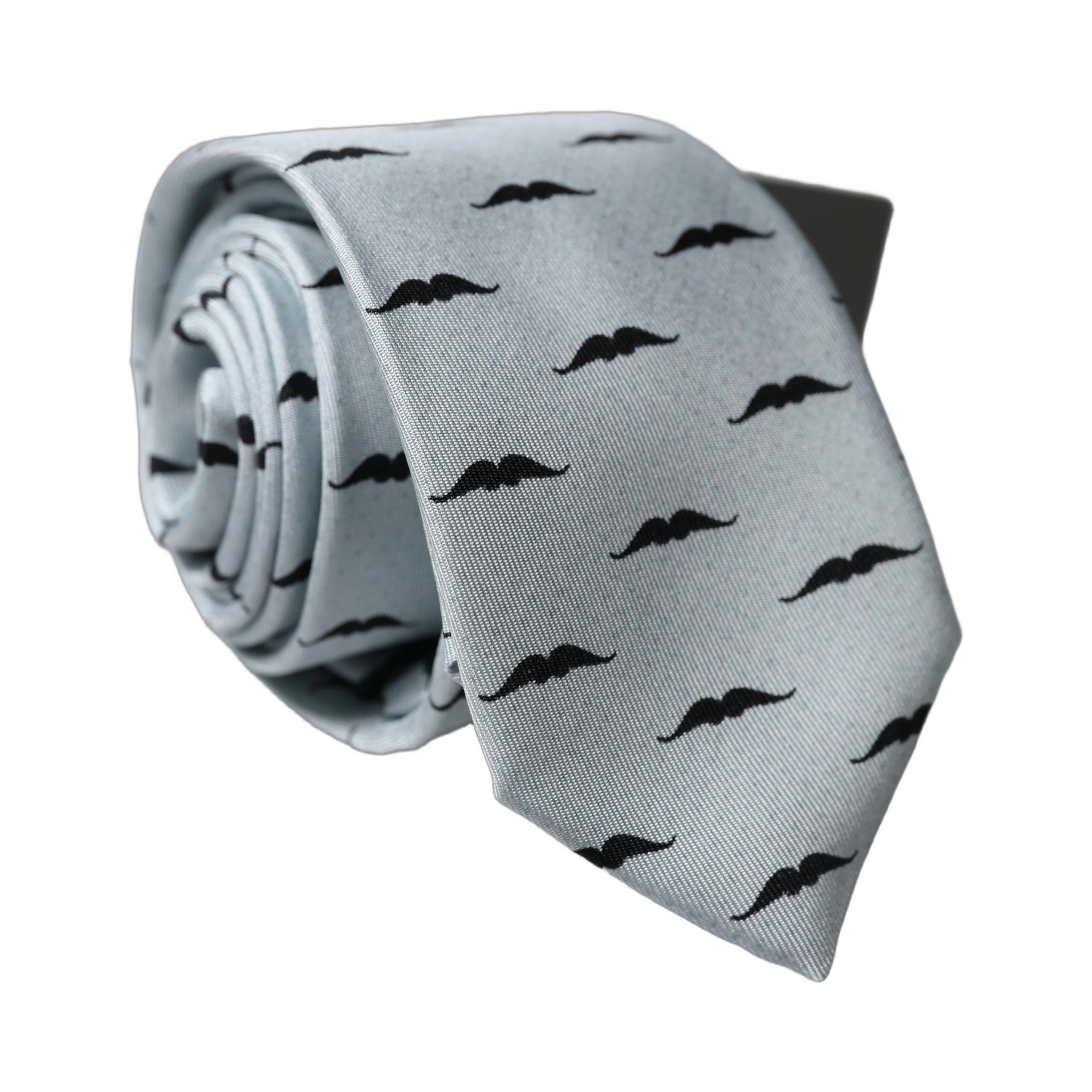 Light Gray Mustache Silk Adjustable Necktie Accessory