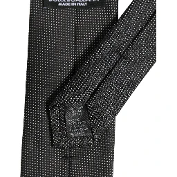Black Silk Micro Polka Dot Adjustable Tied Necktie Tie