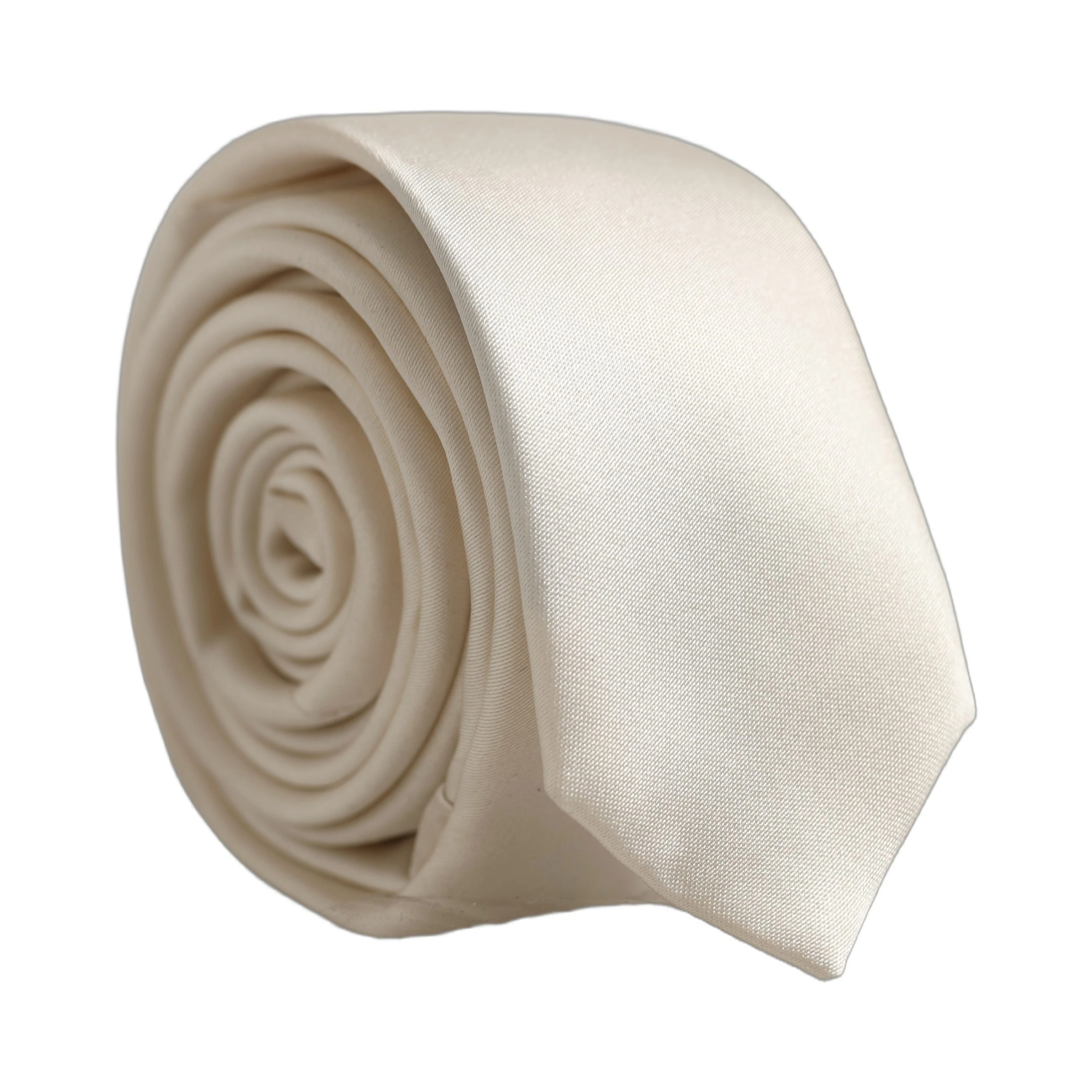 Cream Satin 100% Silk Adjustable Tied Men Necktie Tie