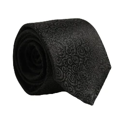 Black Swirl Pattern Silk Adjustable Necktie Accessory Tie