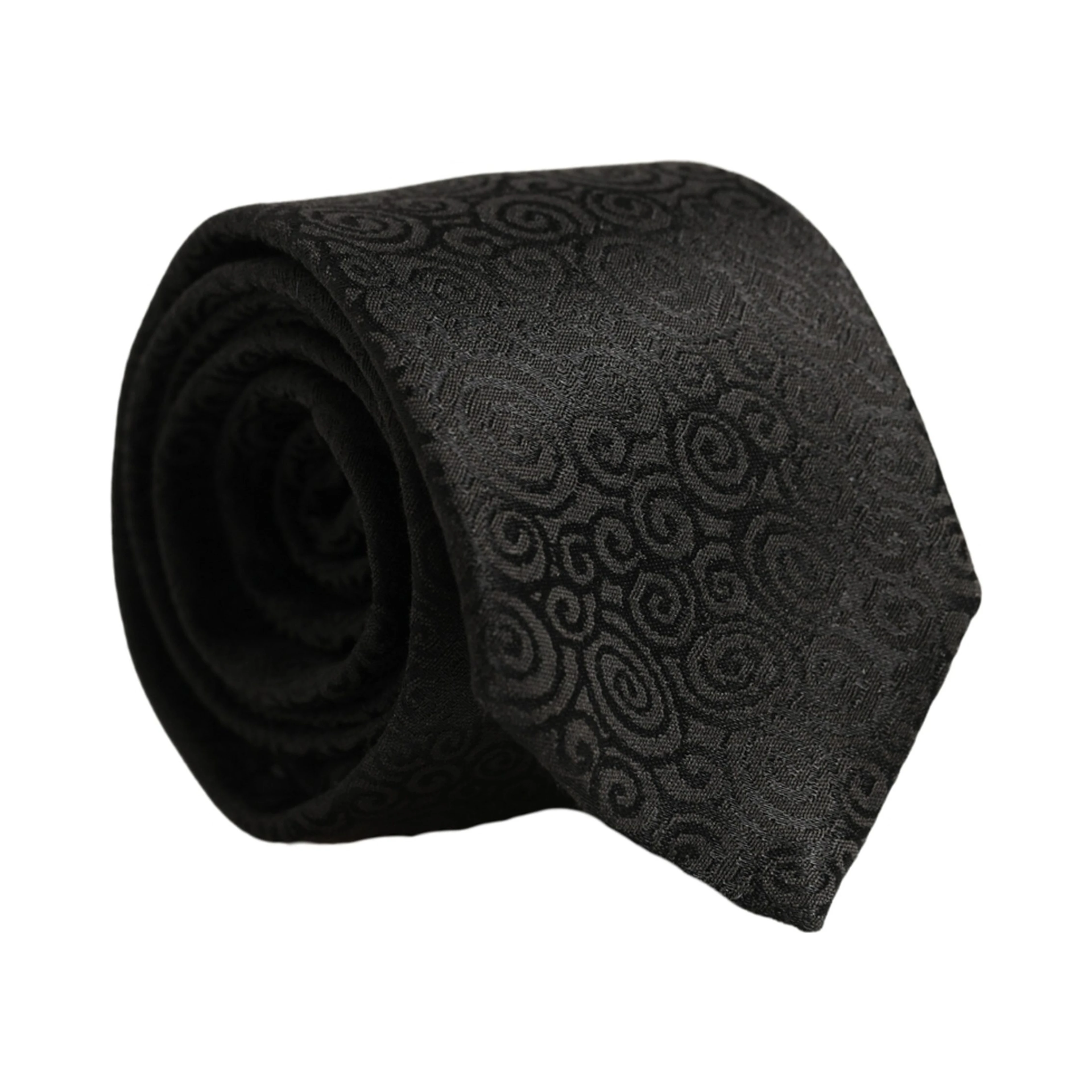 Black Swirl Pattern Silk Adjustable Necktie Accessory Tie