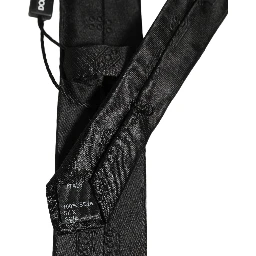 Black Silk Jacquard Adjustable Men Necktie Accessory Tie