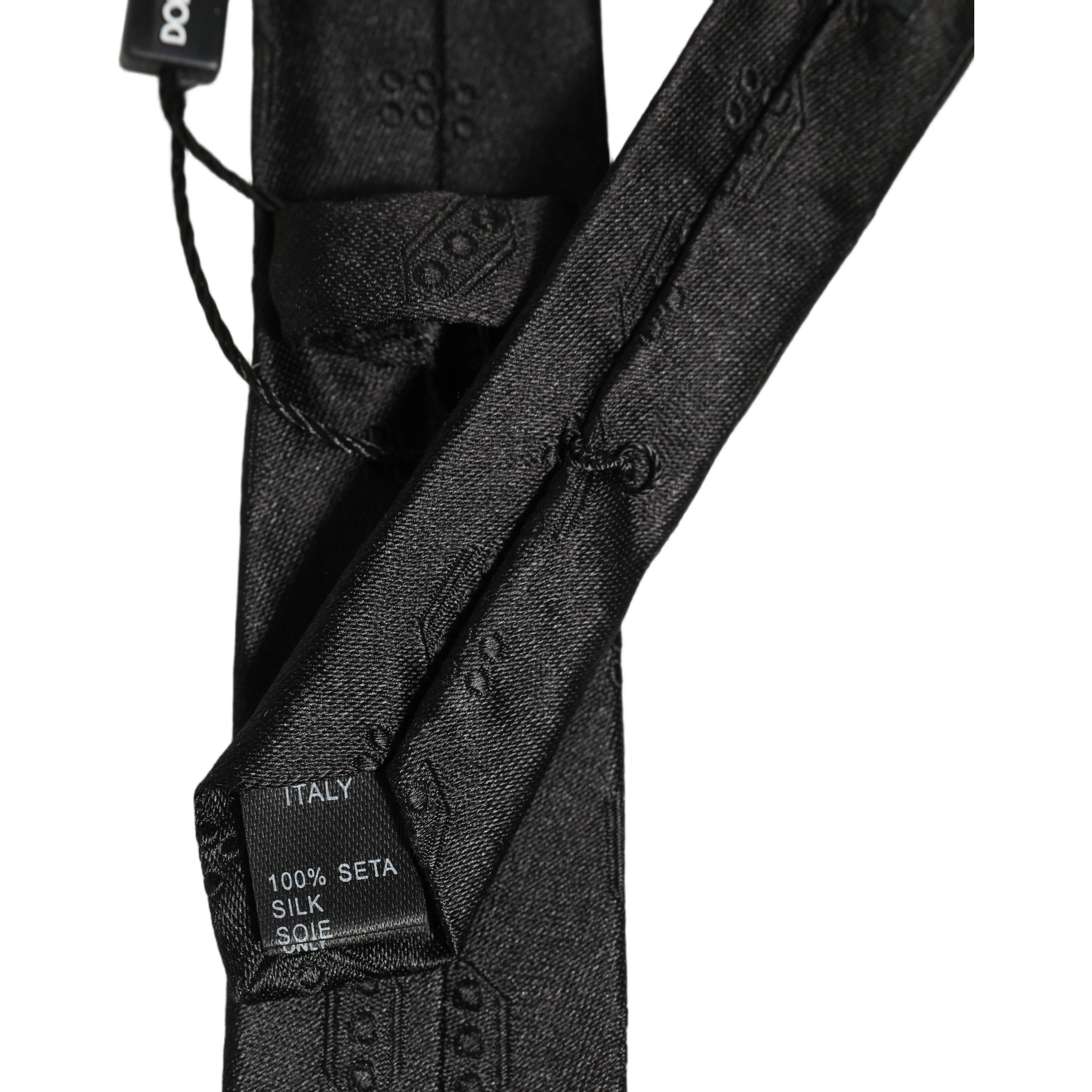 Black Silk Jacquard Adjustable Men Necktie Accessory Tie