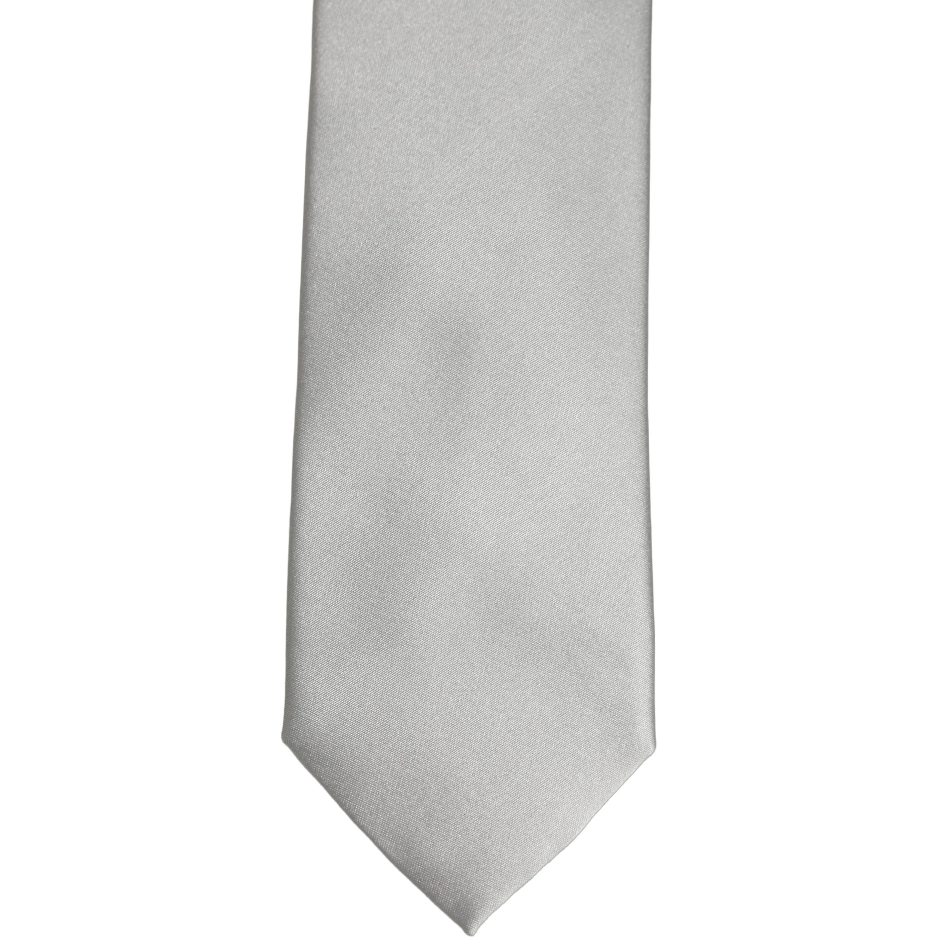 Gray Satin 100% Silk Adjustable Tied Men Necktie Tie