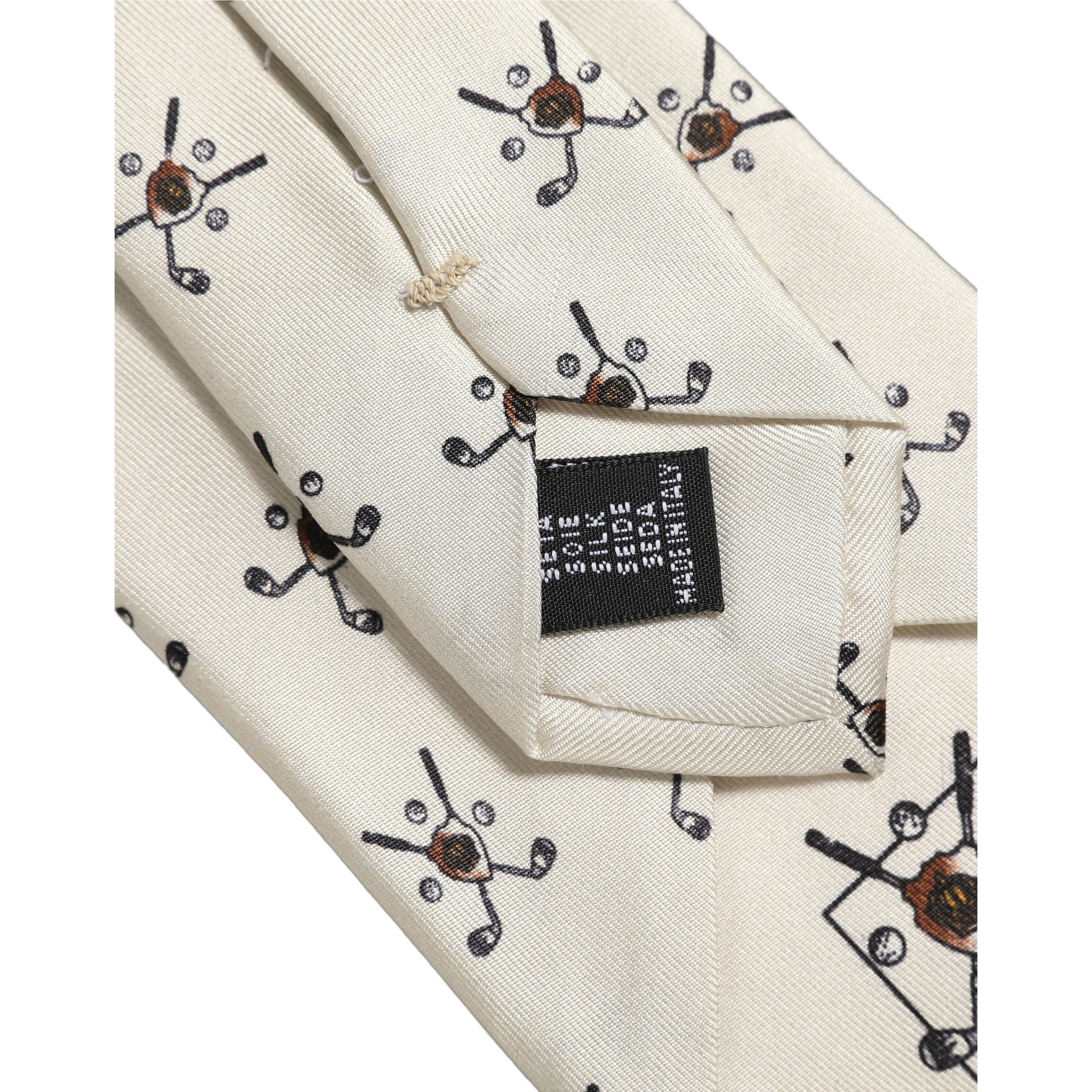 Off White Printed Silk Adjustable Necktie Accessory  Tie