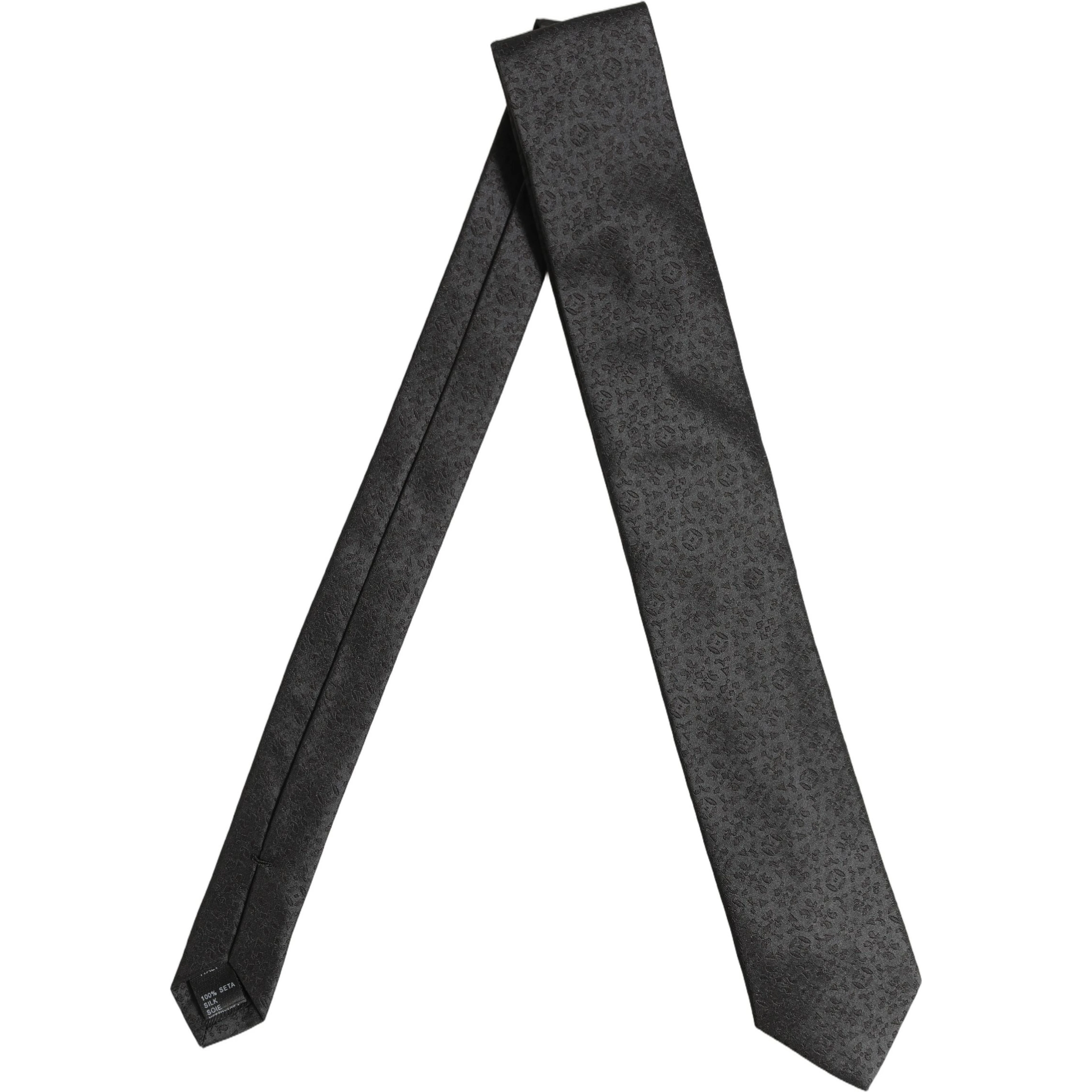 Black Jacquard Silk Adjustable Necktie Men Accessory Tie