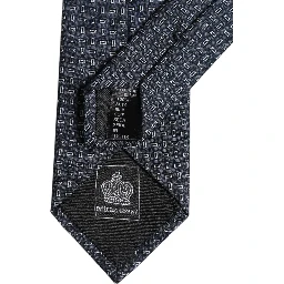 Dark Blue Silk Geometric Adjustable Tied Necktie Tie