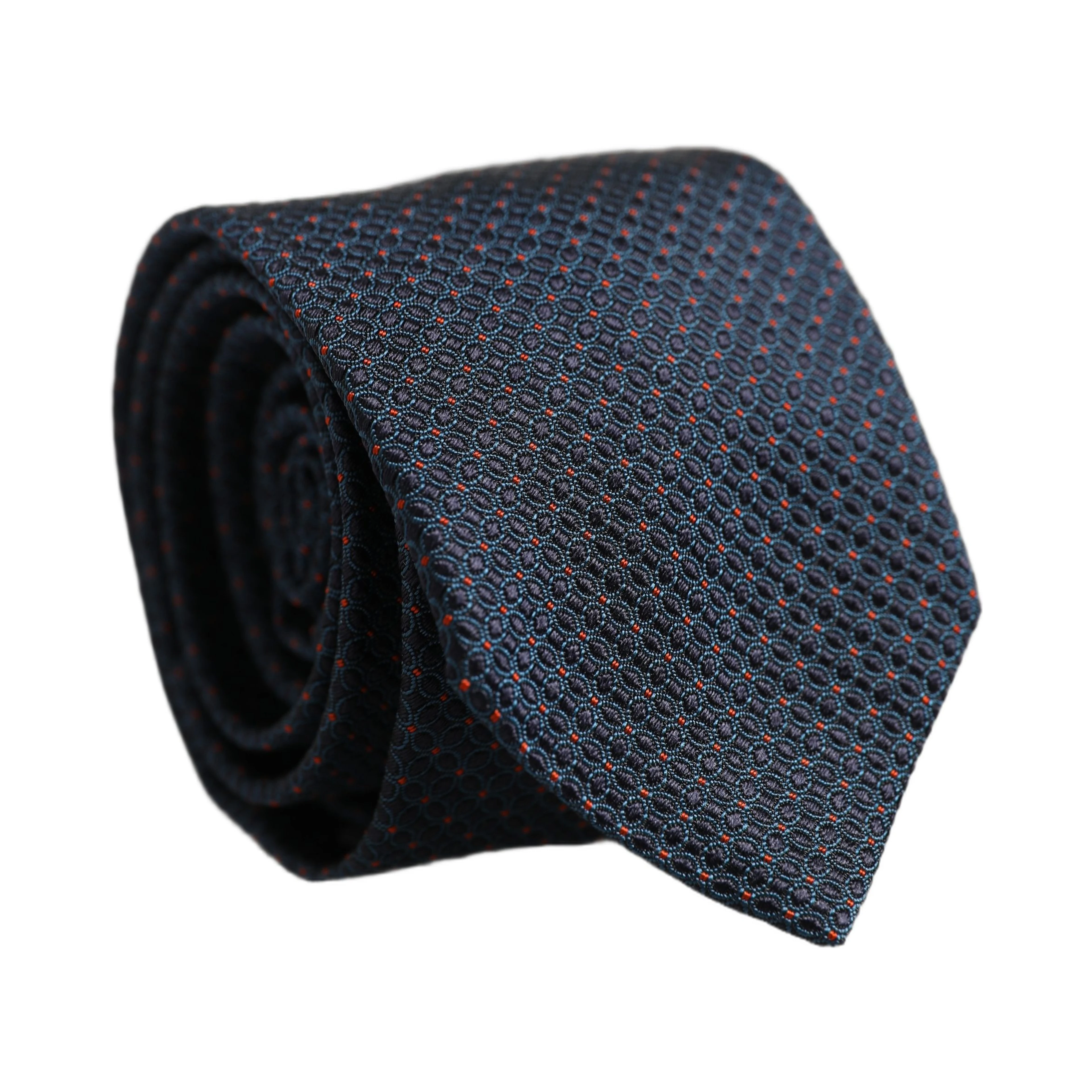 Men Dark Blue Geometric Silk Adjustable Tied Necktie Tie