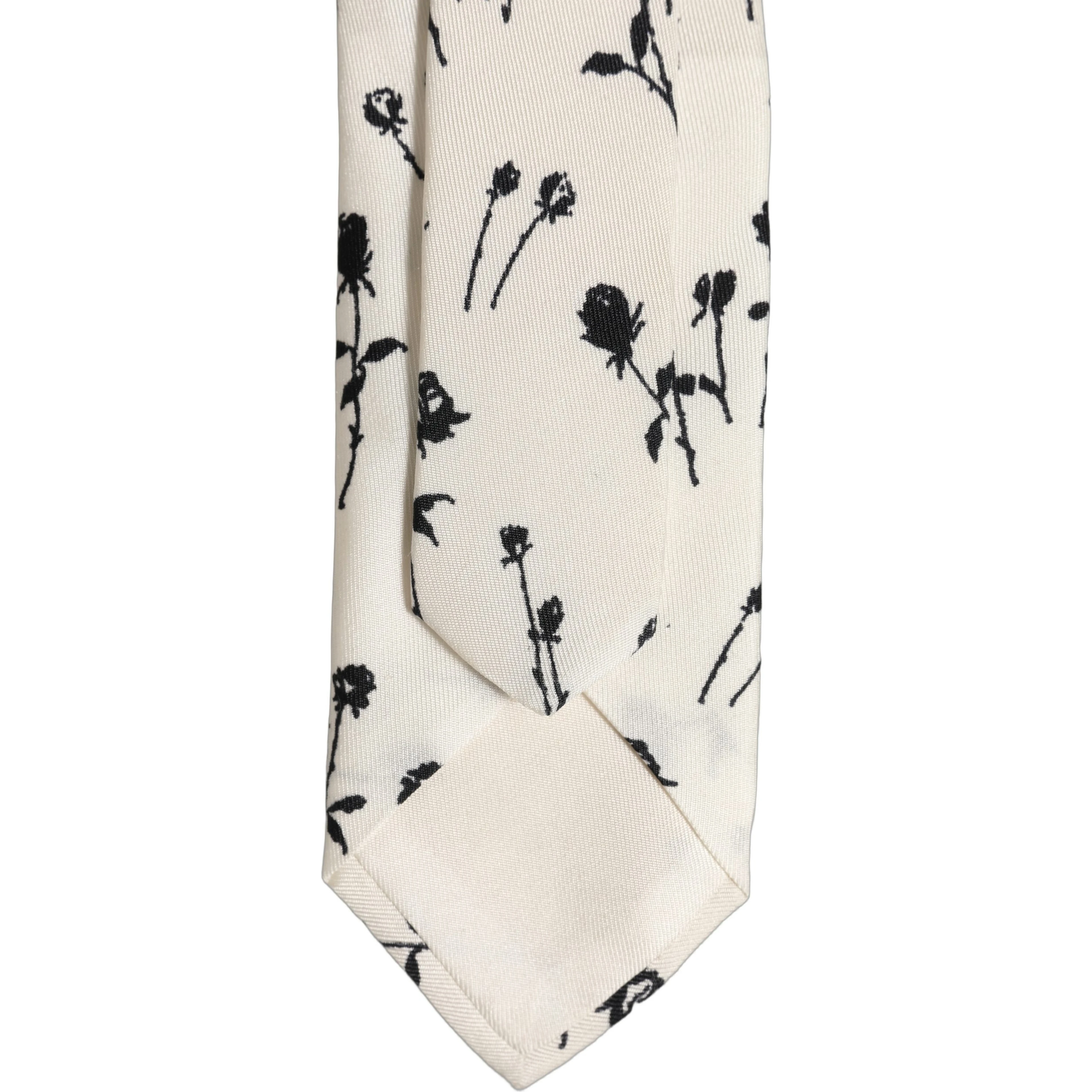 Off White Floral Print Adjustable Necktie Accessory Tie