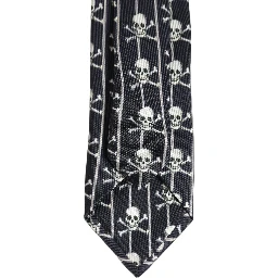 Men Black Silk Skull Fantasy Adjustable Tied Necktie Tie