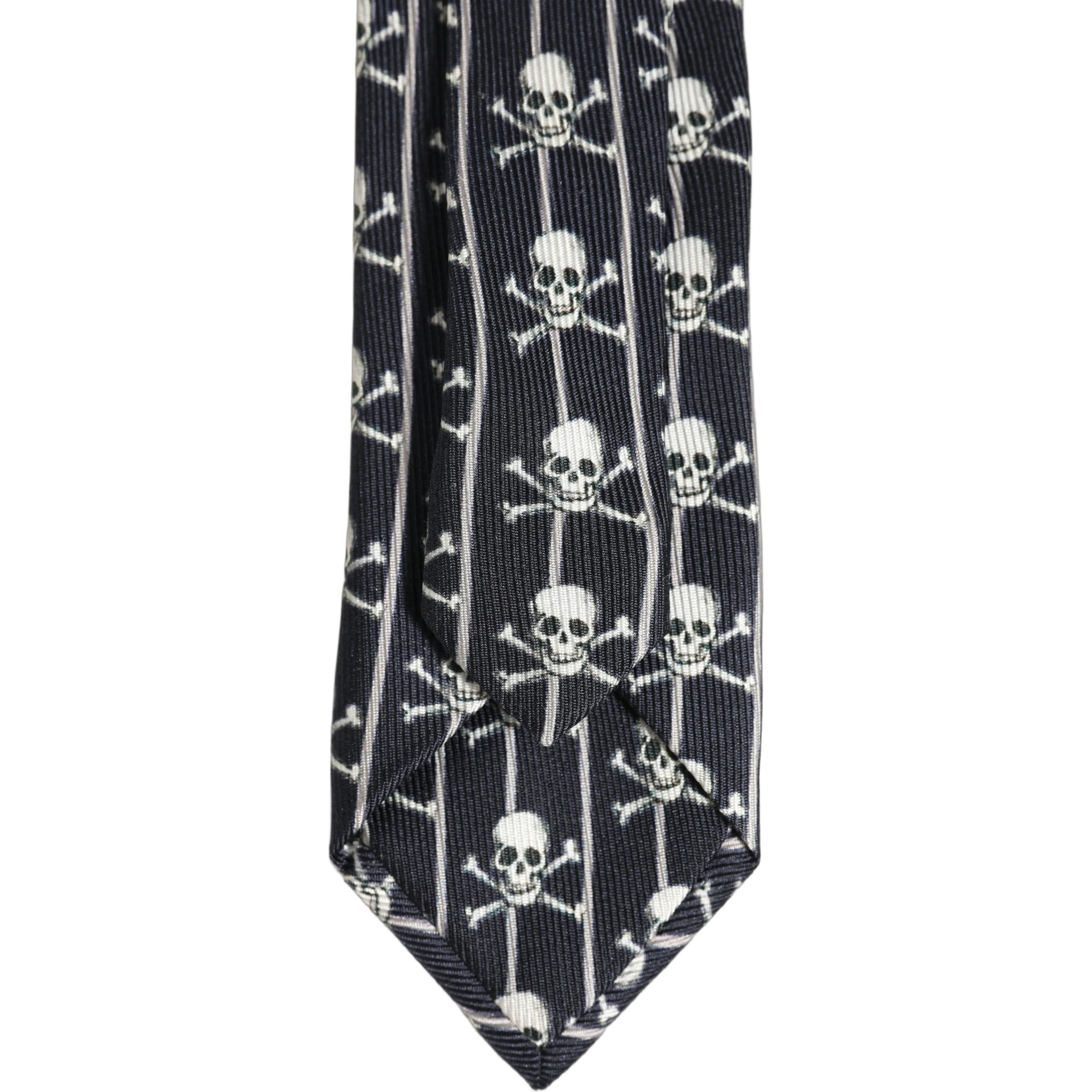 Men Black Silk Skull Fantasy Adjustable Tied Necktie Tie
