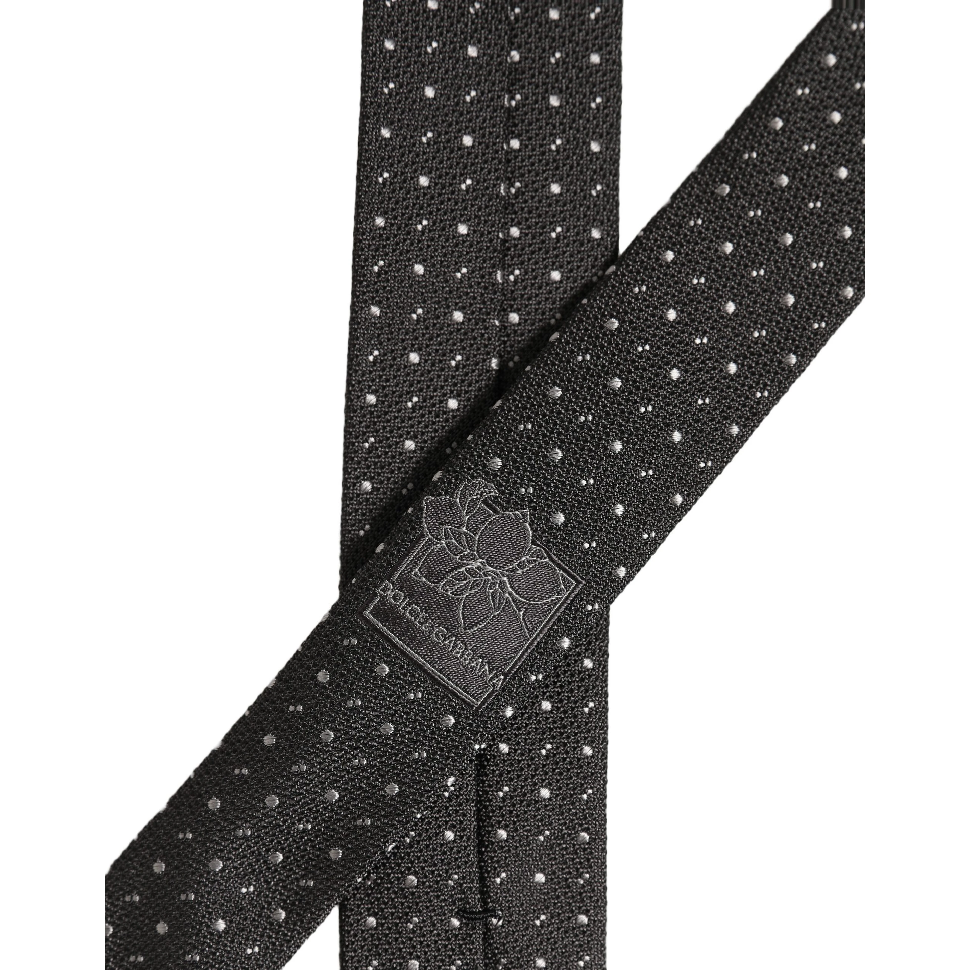 Dark Gray Polka Dot Silk Adjustable Necktie Accessory Tie