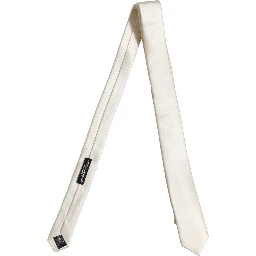 Cream Satin 100% Silk Adjustable Tied Men Necktie Tie