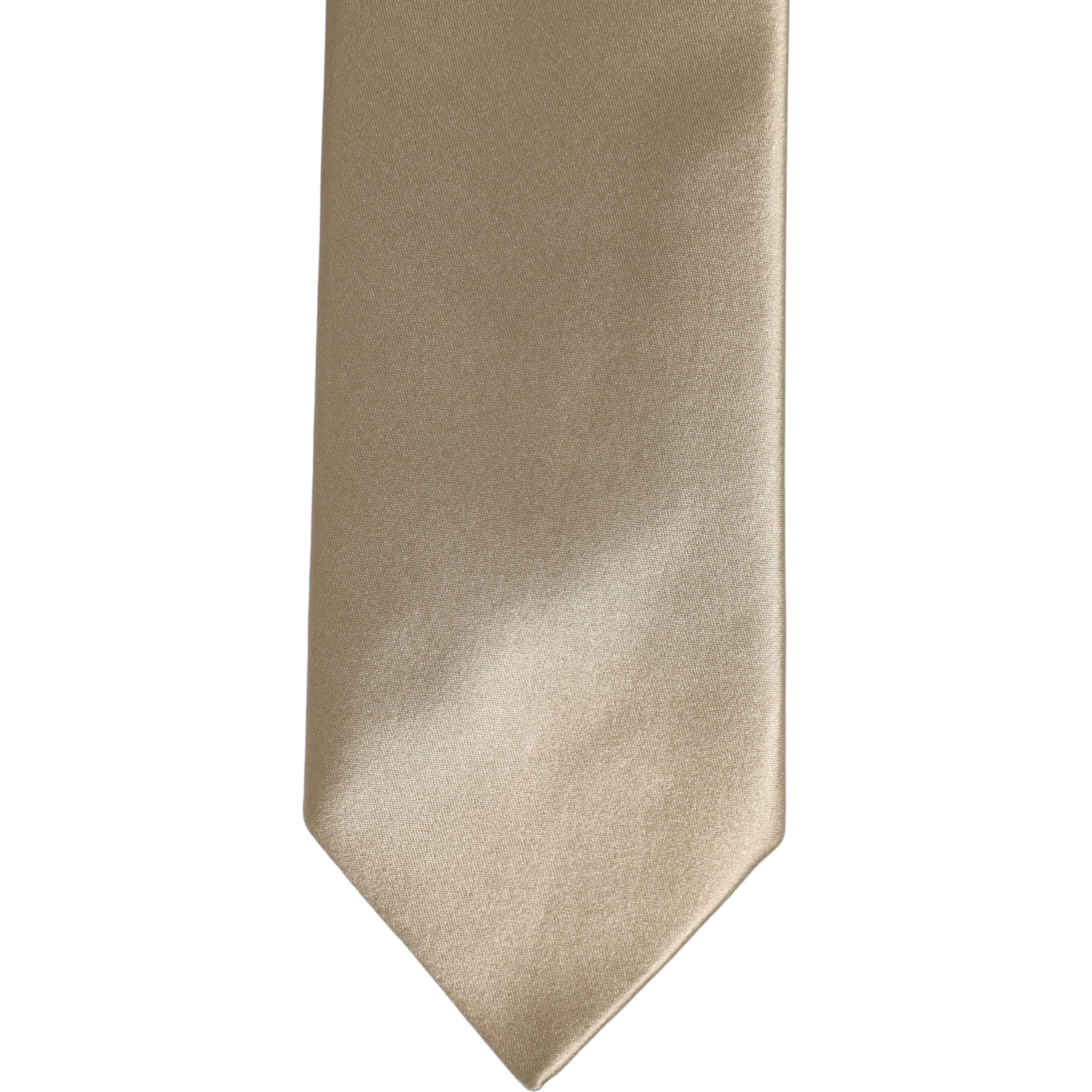 Beige Satin Silk Adjustable Tied Necktie Accessory Tie