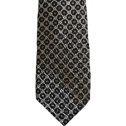 Black White Geometric Silk Adjustable Necktie Accessory Tie