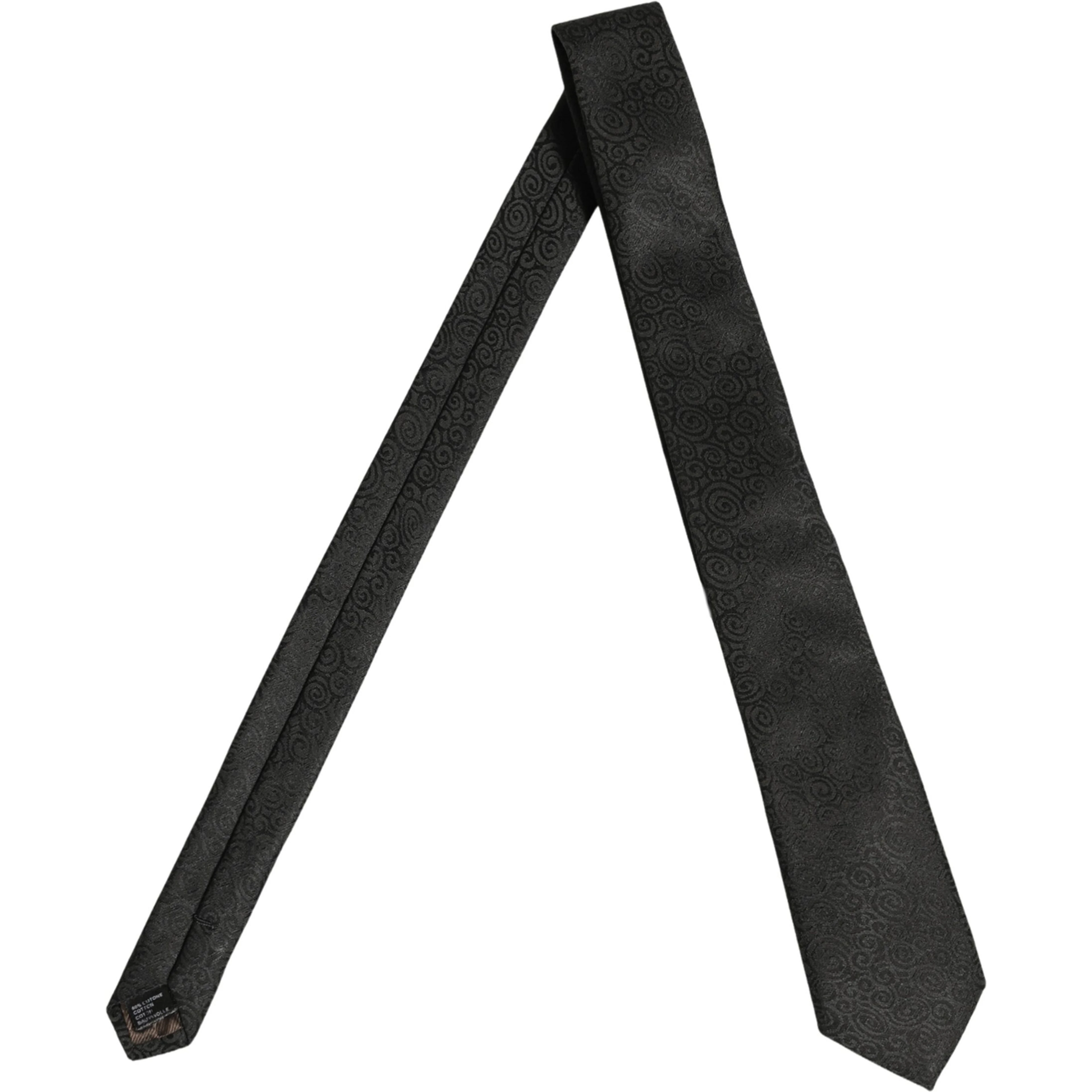 Black Swirl Pattern Silk Adjustable Necktie Accessory Tie