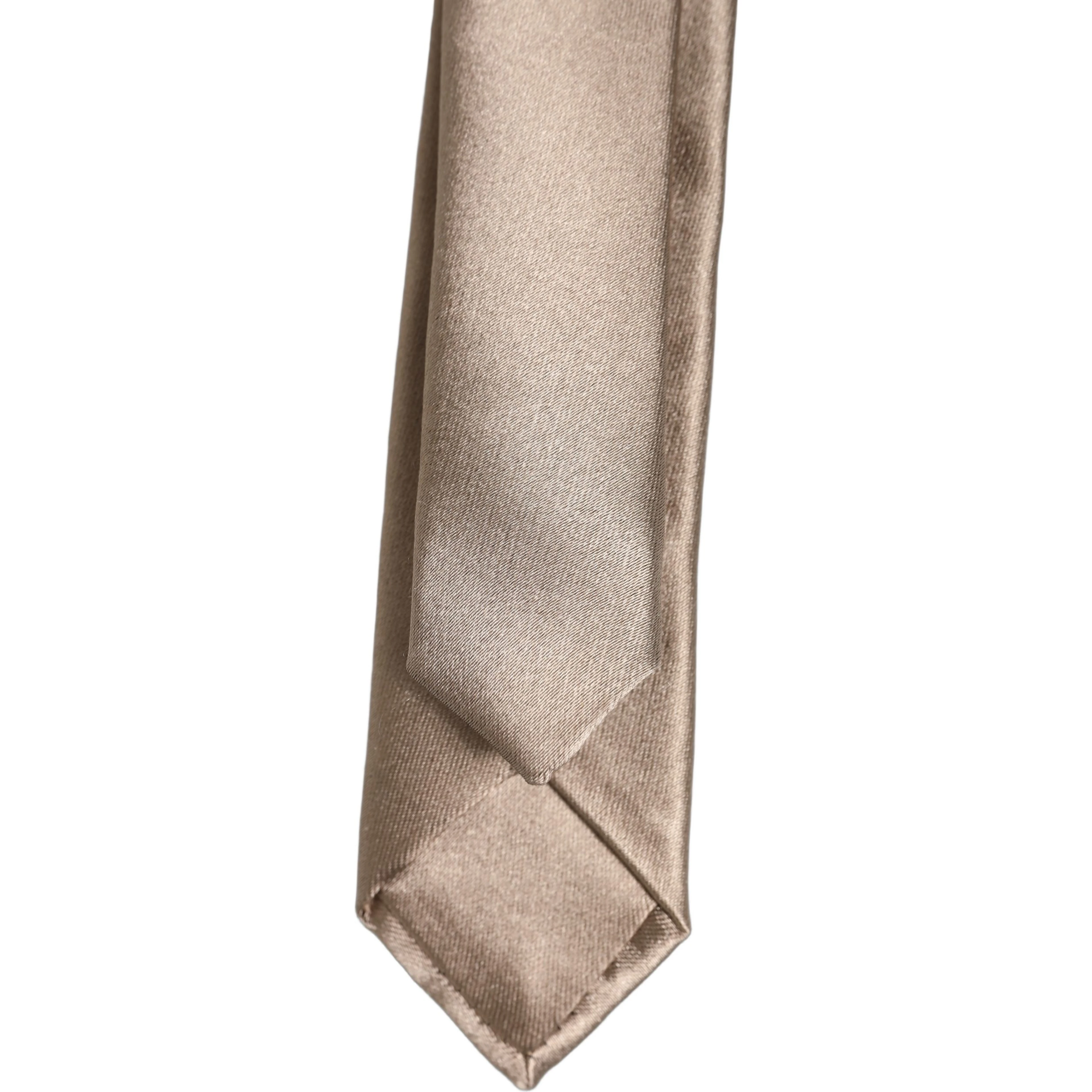 Brown Satin 100% Silk Adjustable Tied Men Necktie Tie