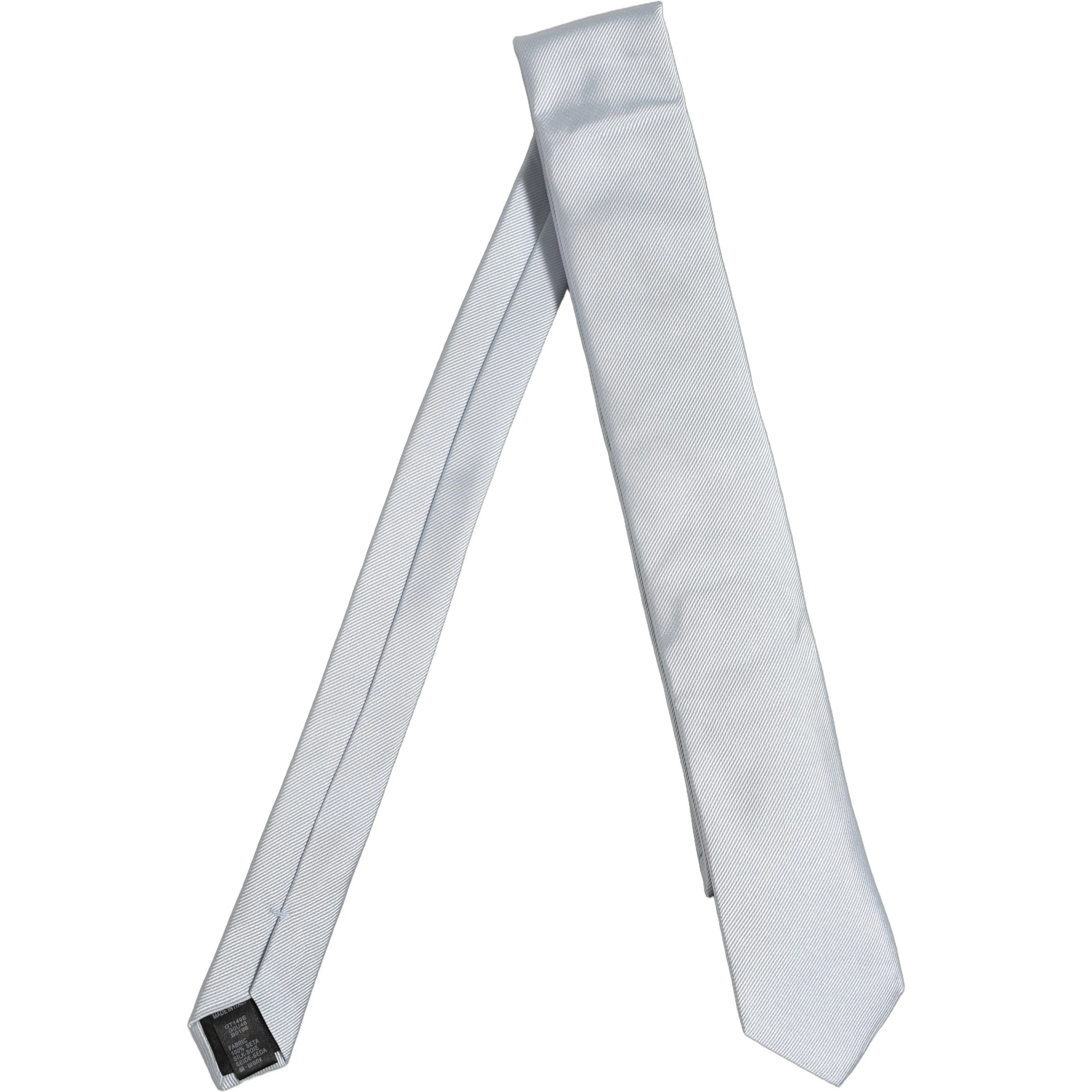 Men Light Blue Silk Classic Adjustable Tied Necktie Tie