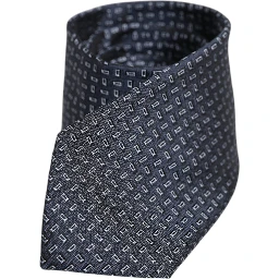 Dark Blue Silk Geometric Adjustable Tied Necktie Tie