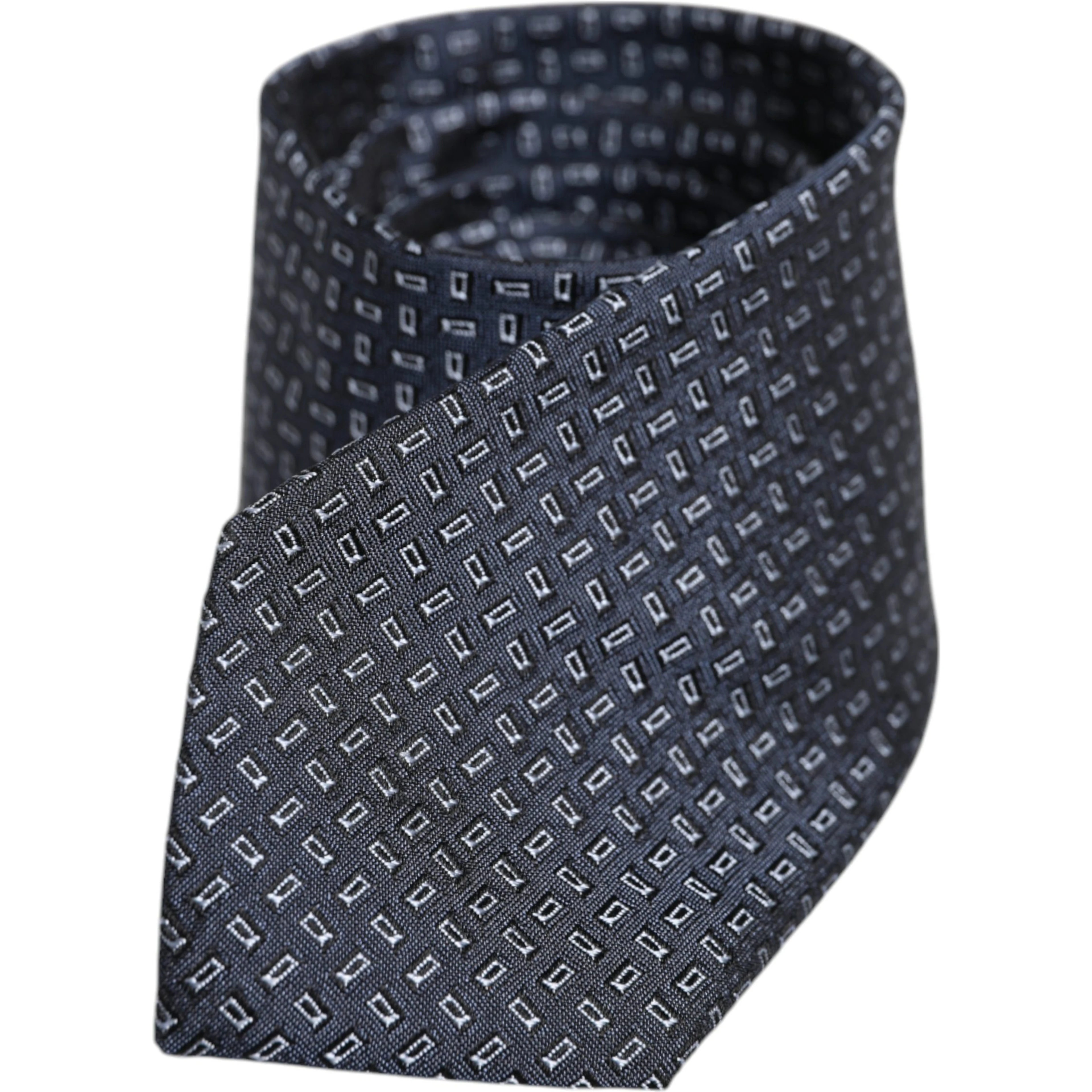 Dark Blue Silk Geometric Adjustable Tied Necktie Tie
