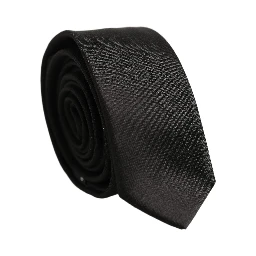 Black Satin Textured Adjustable Necktie Men Accessory Tie