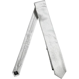 Gray Satin 100% Silk Adjustable Tied Men Necktie Tie